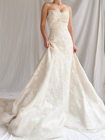 “RESERVED” Vintage Liancarlo Couture Alencon Lace & Silk Organza Gown - S/M 6