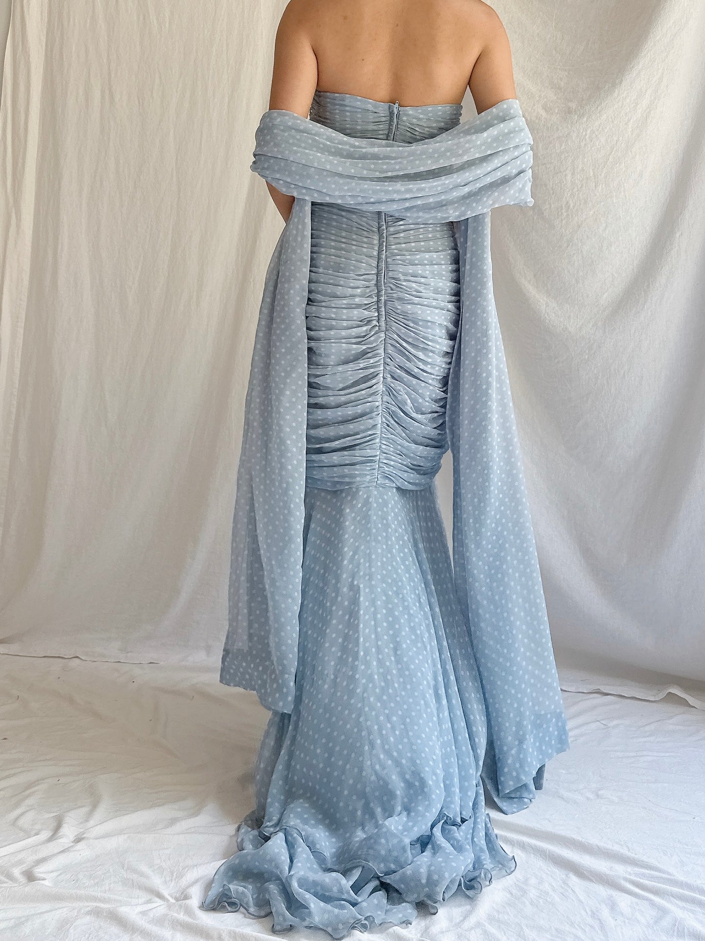 Vintage Silk Wayne Clark Gown w/ Scarf - S/M 6/8