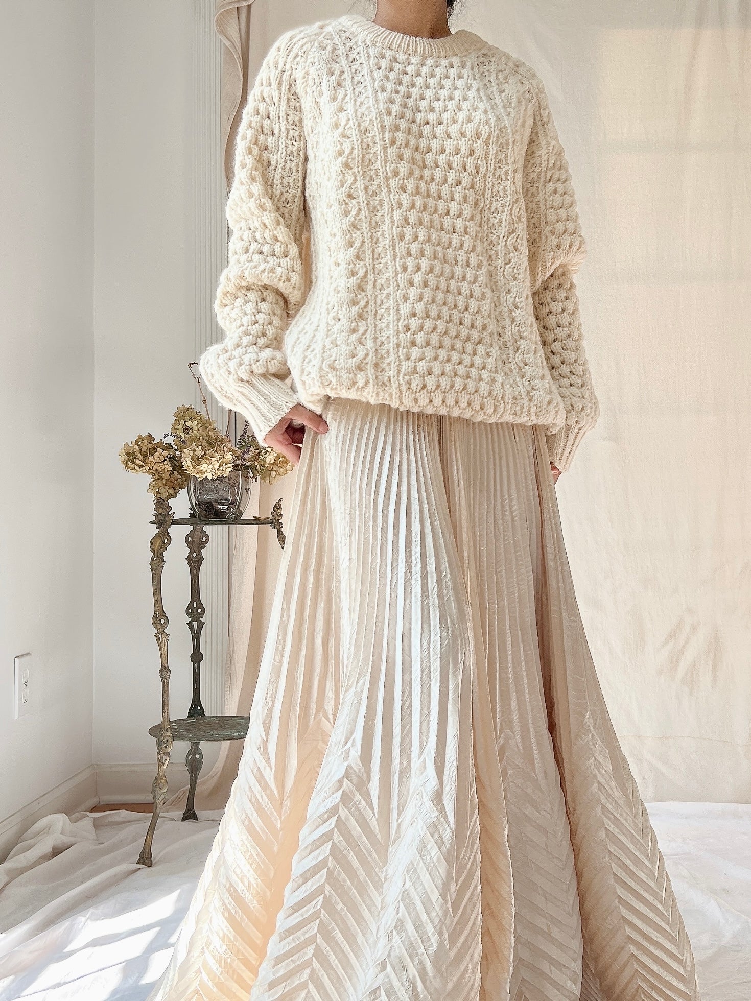 Vintage Irish Waffle Knit Pullover - L