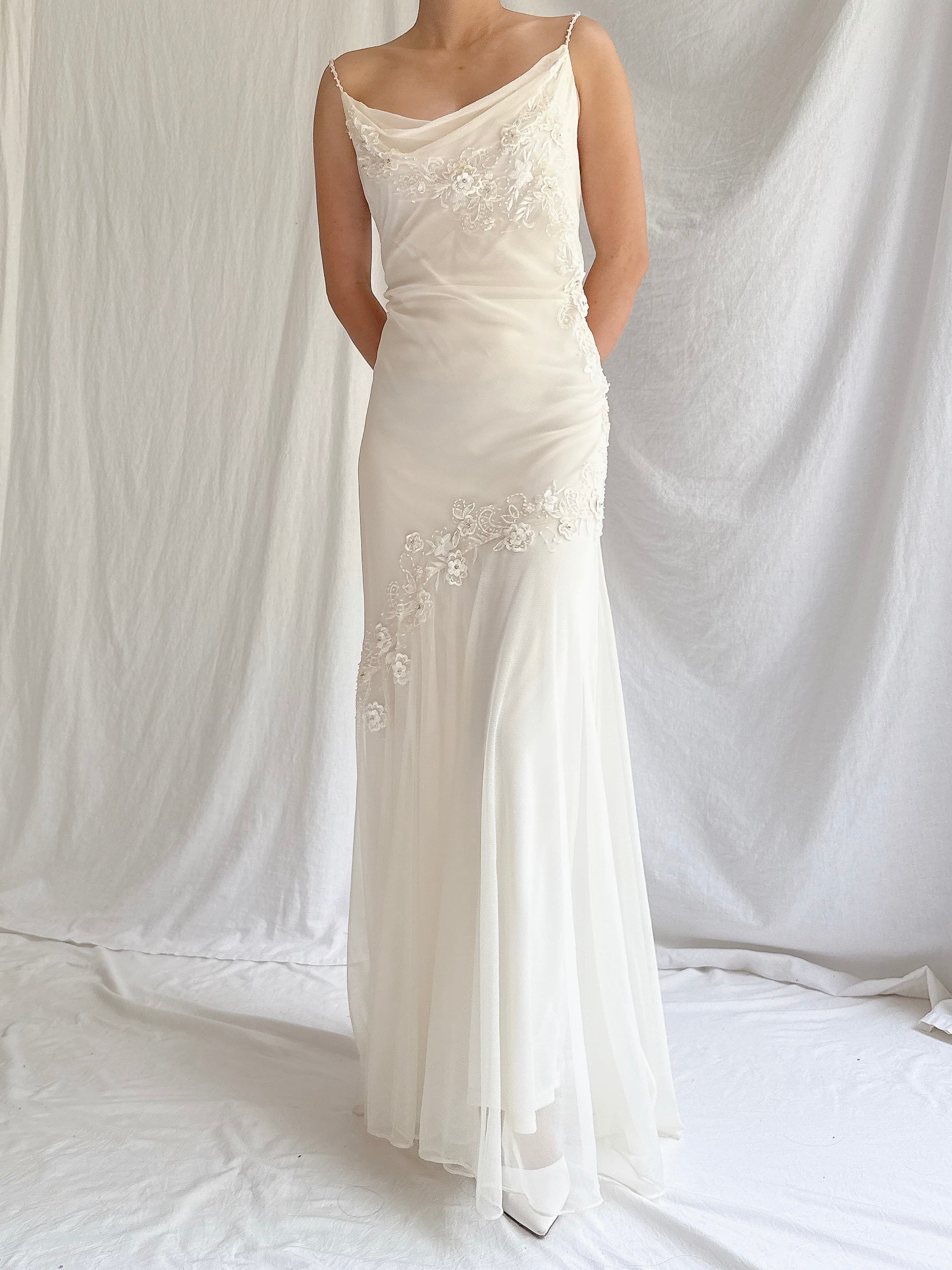 Vintage Silk Beaded Gown - M