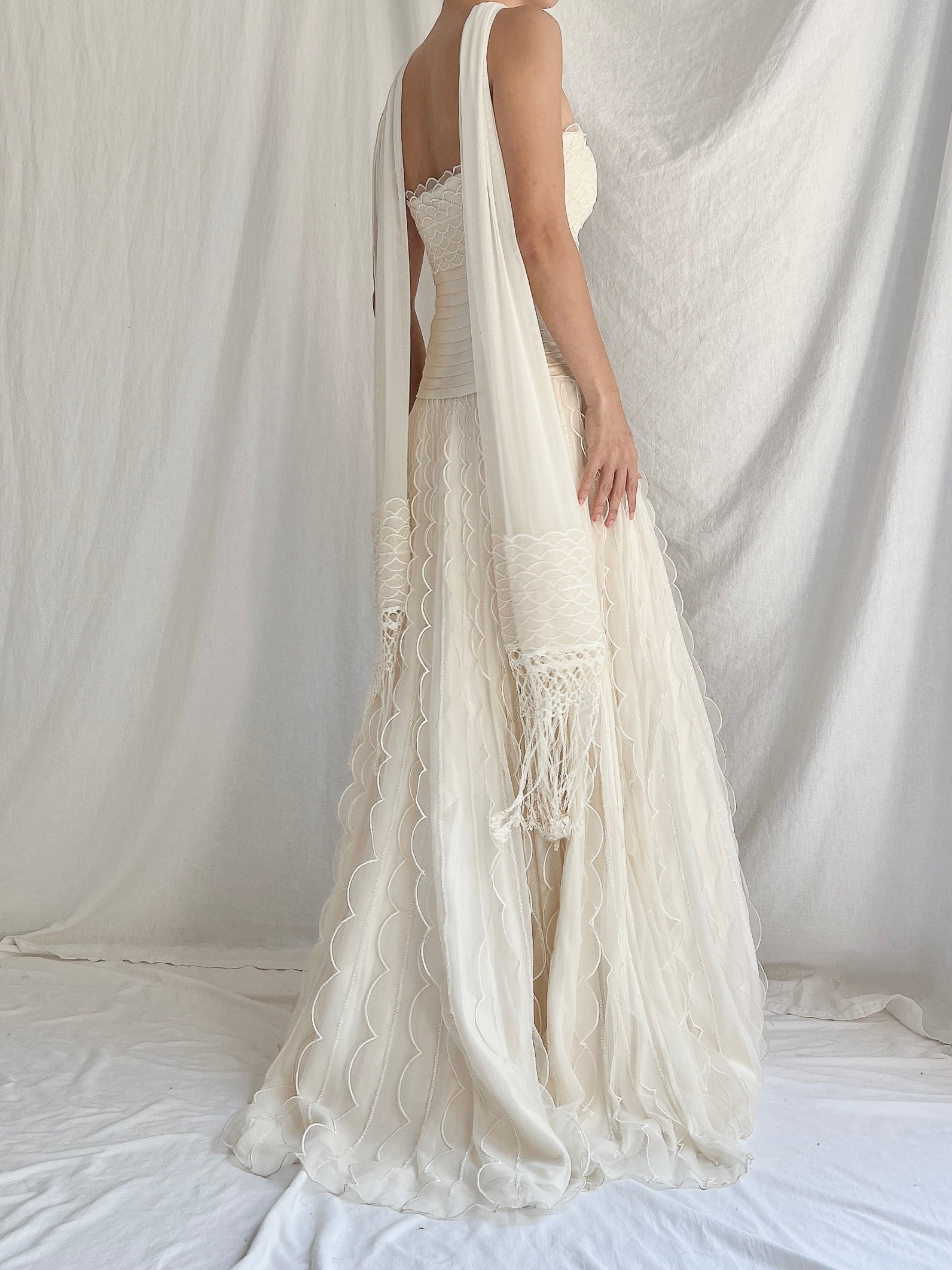 Vintage Organza Dress with Scarf - S/4/6