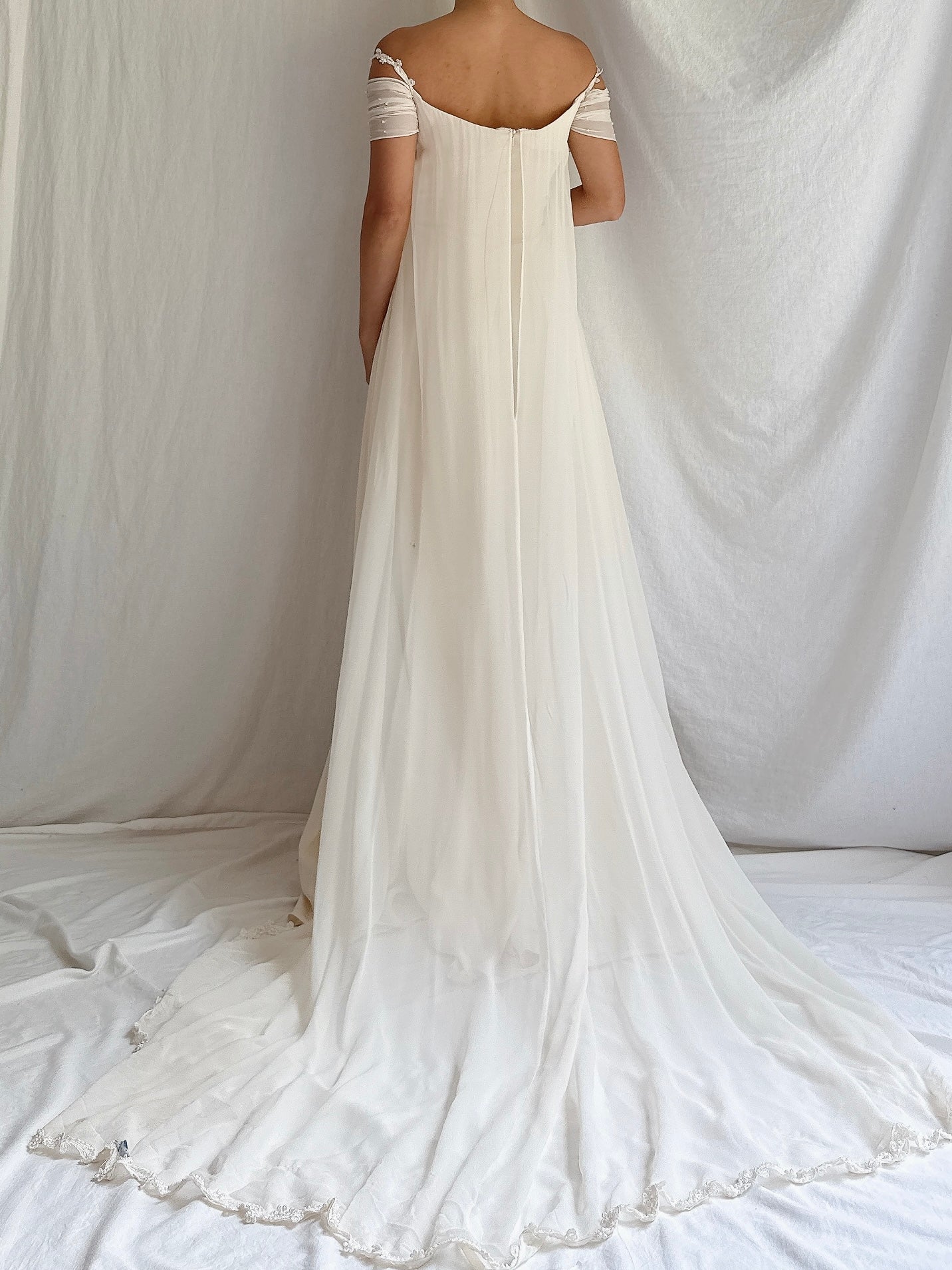 Vintage Pastore Silk Of-the-Shoulder Gown - L/10