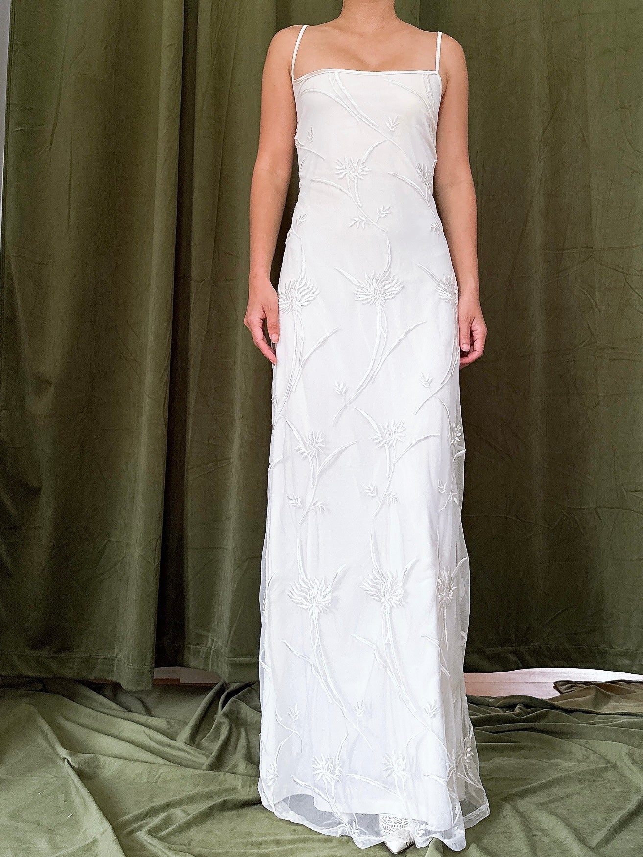 Vintage Tulle Embroidered Slip Dress - M