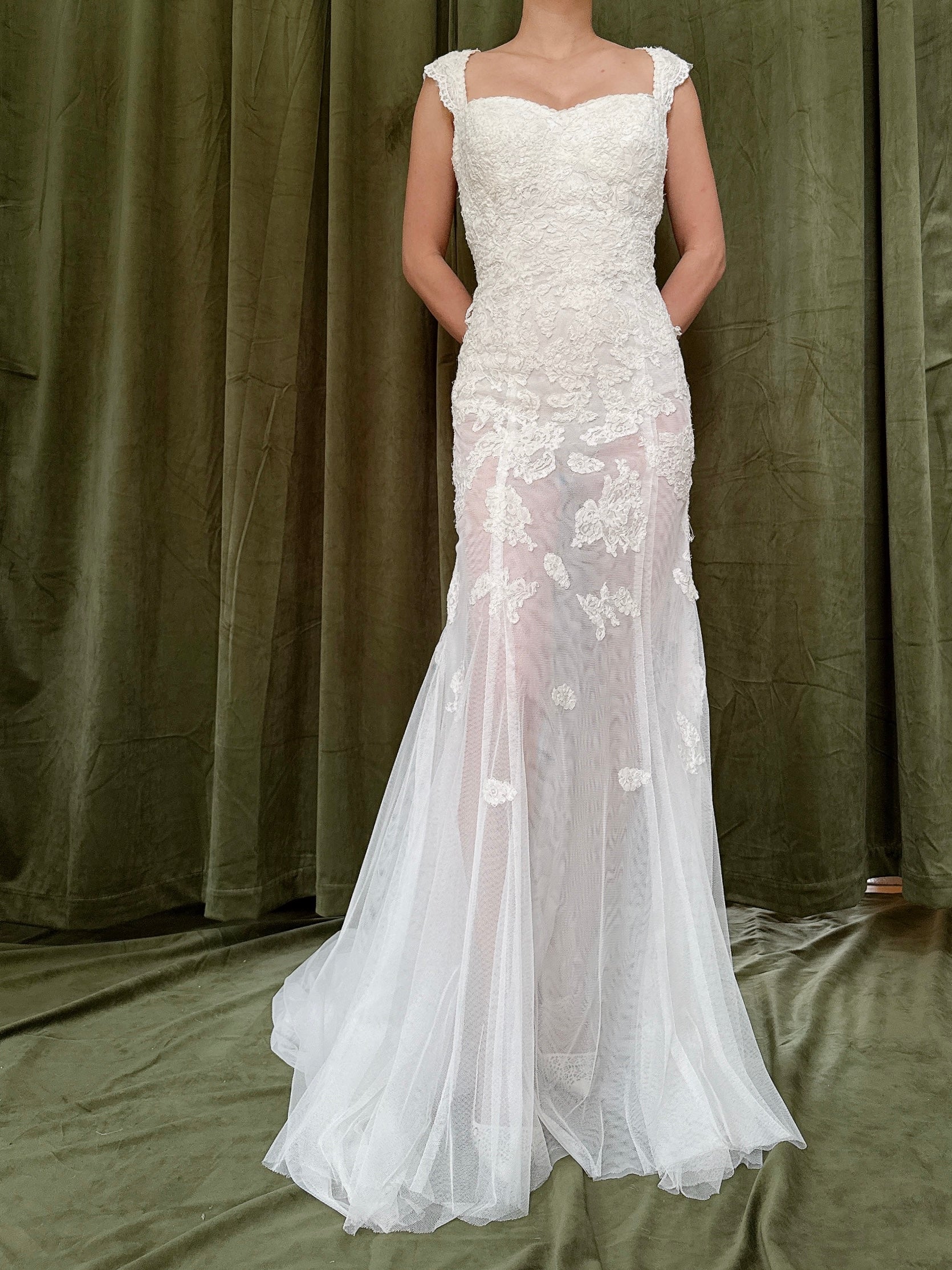 Vintage Sheer Lace Dress - S