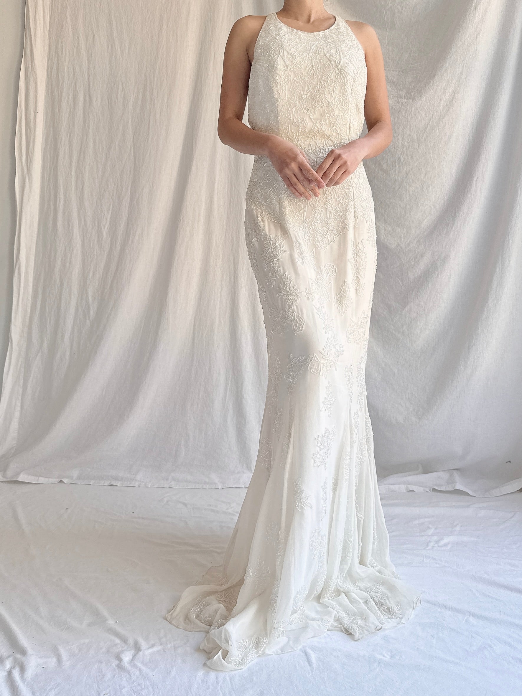 1990s Silk Beaded Gown - M