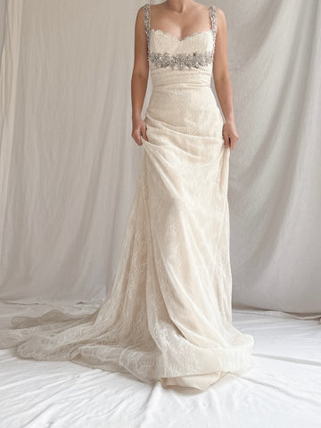 Liancarlo Couture Chantilly Lace and Silk Gown - M/6