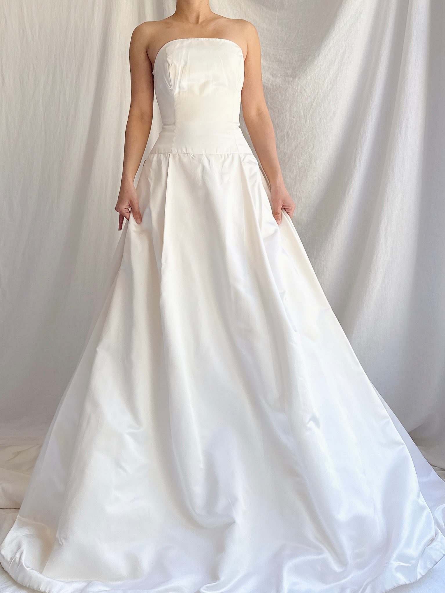 Vintage Silk/Rayon Satin Dropped Waist Gown - S