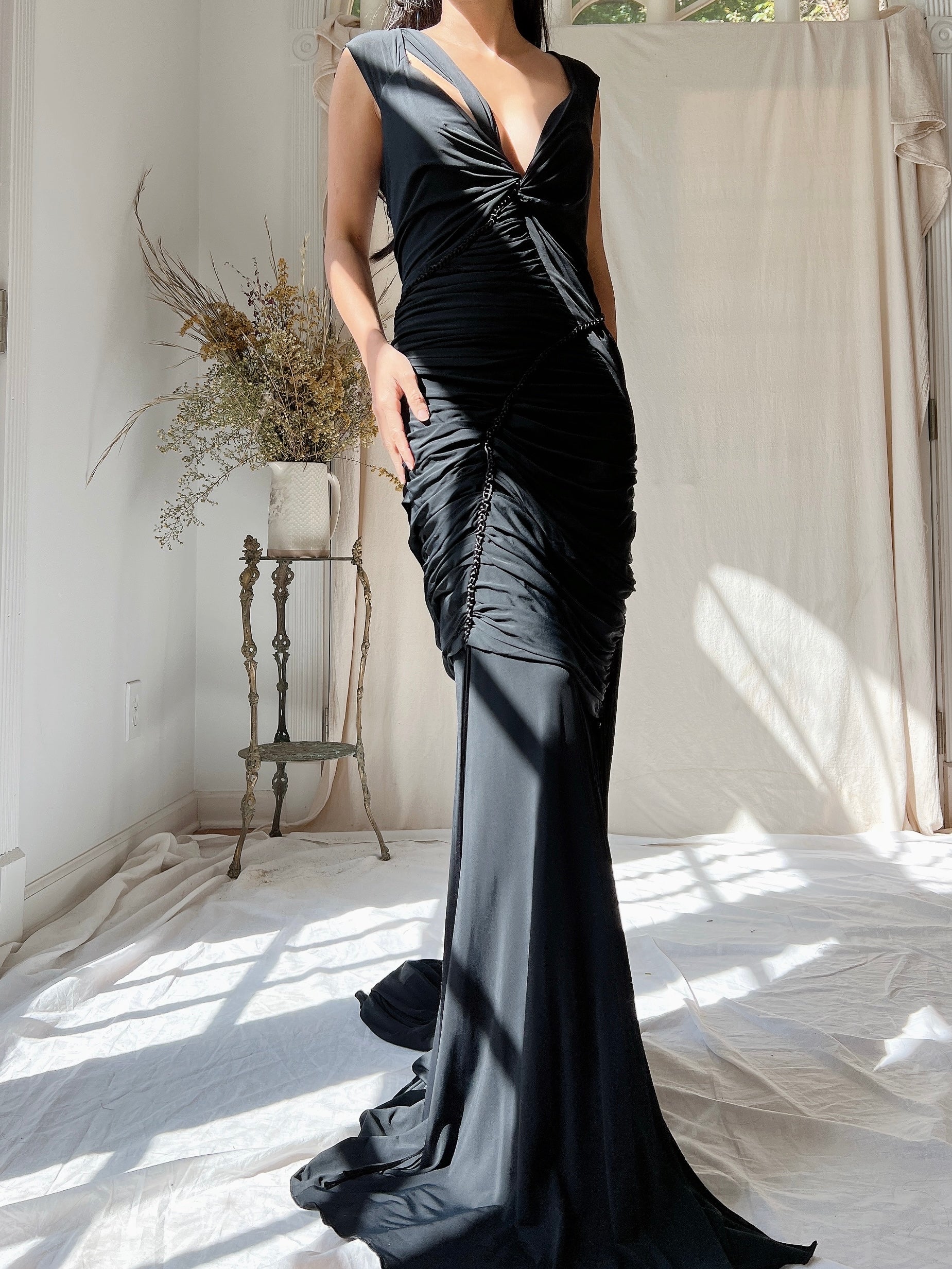 Vintage Donna Karan Jersey Ruched Dress - S-M