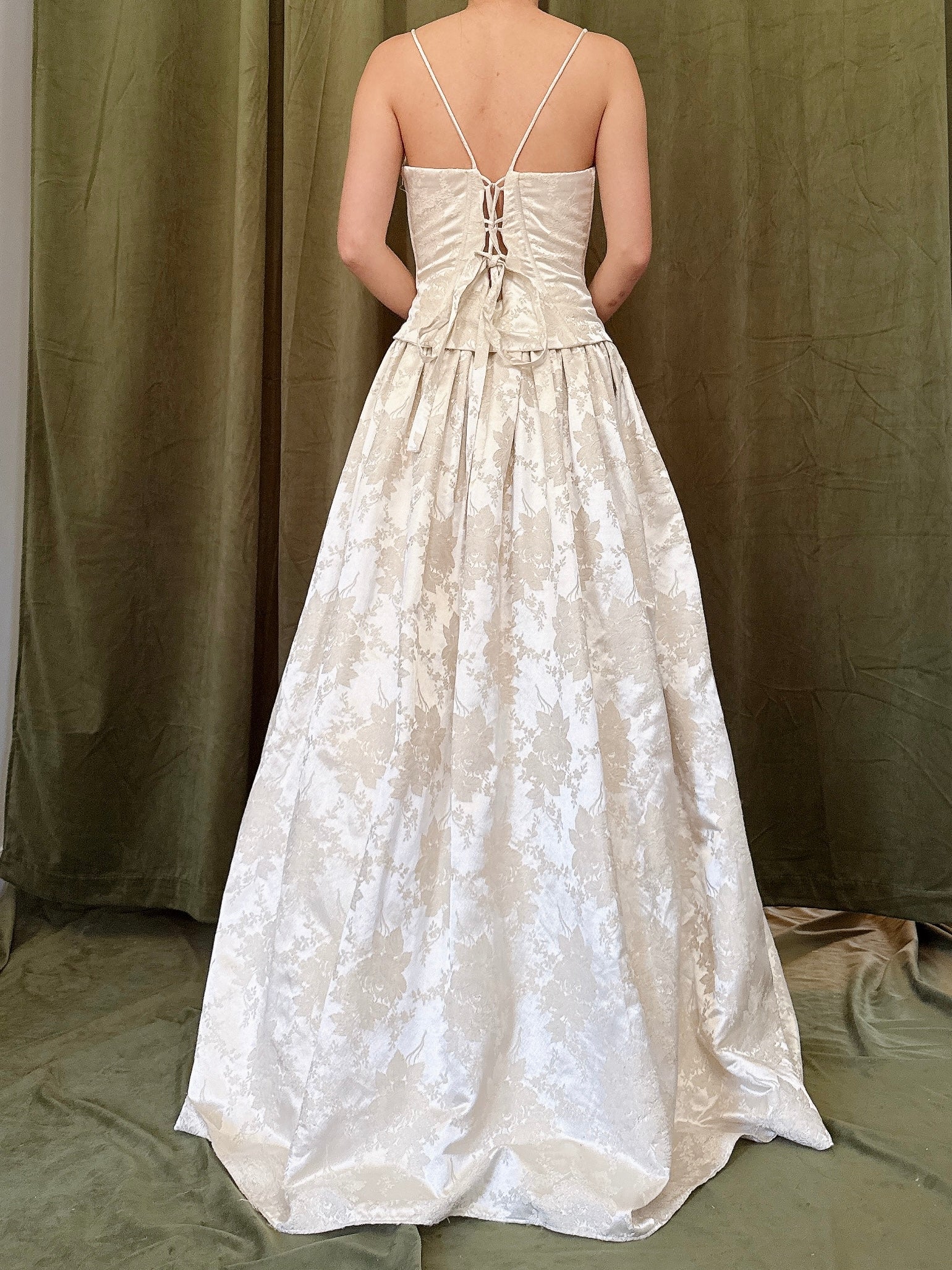 Vintage Jacquard Satin Dress - S/M