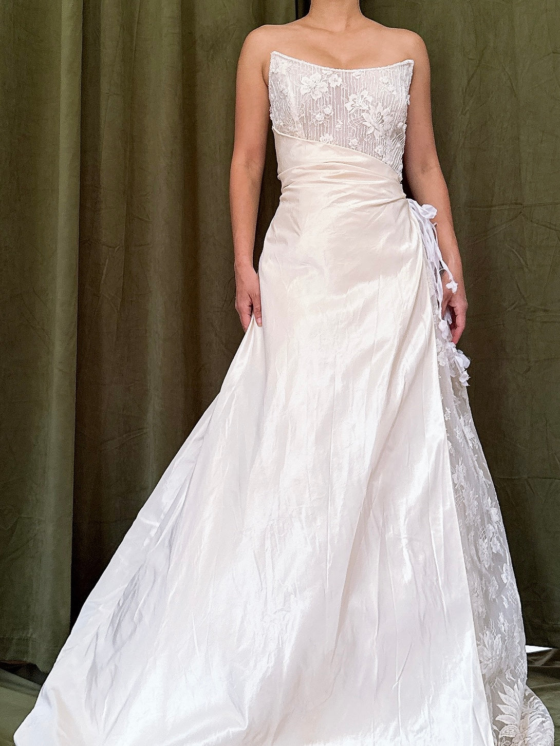 Vintage Norna Della Silk Lace Bustier Gown - M
