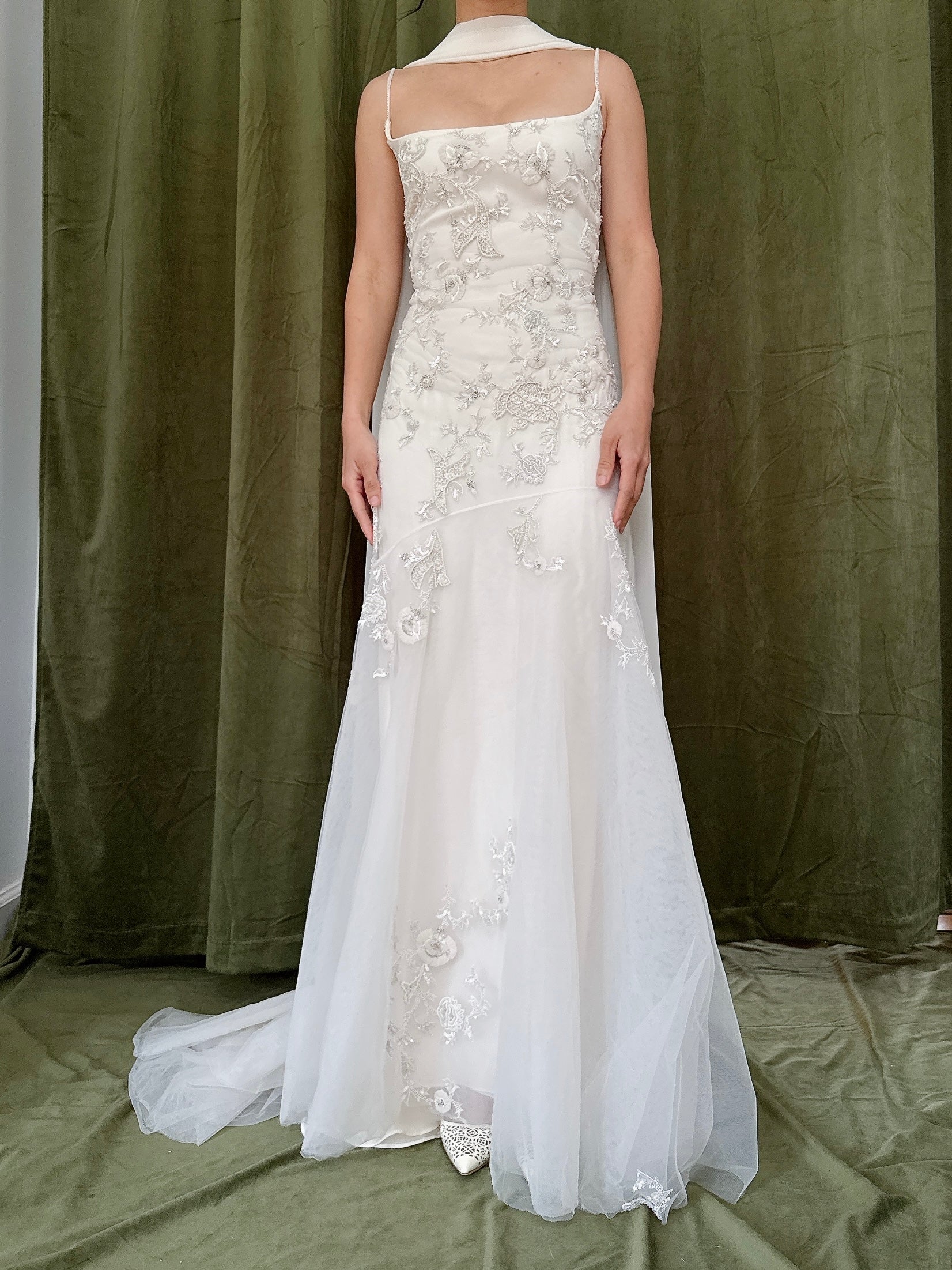 Vintage Reem Acra Silk and Tulle Beaded Gown - Size 8