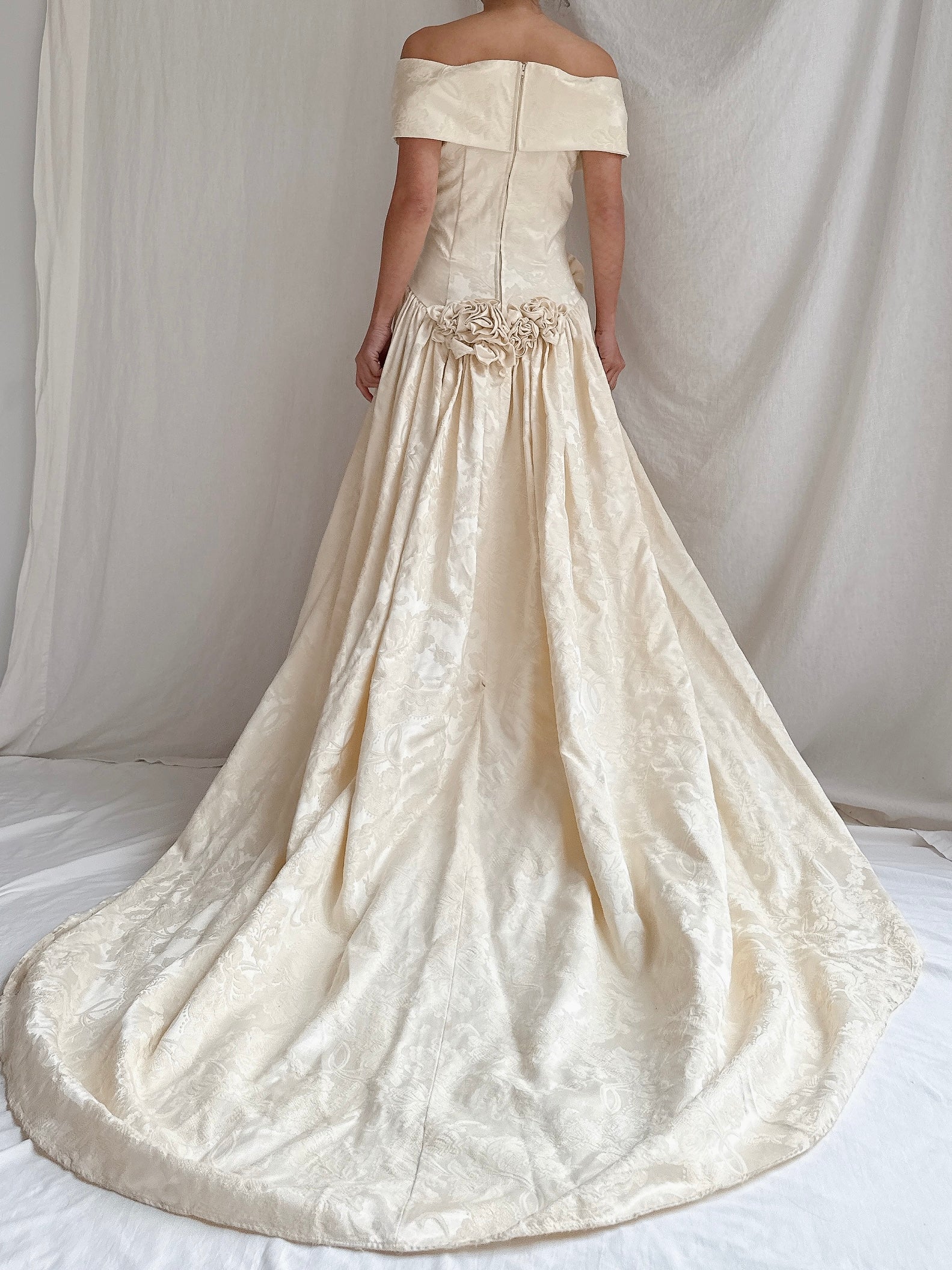 Vintage Jacquard Rosette Gown - S/M