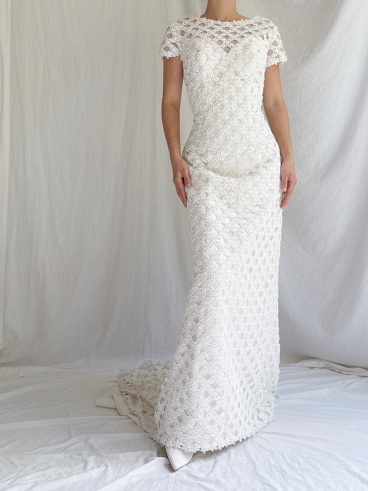 Vintage Lace Cutout Embroidered Gown - S