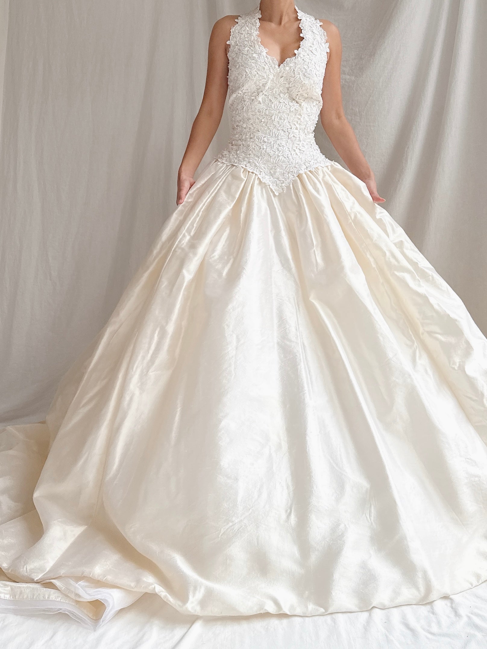 Vintage Silk Halter Dress - S