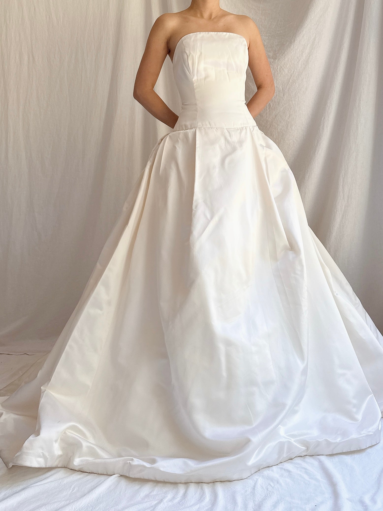 Vintage Silk/Rayon Satin Dropped Waist Gown - S