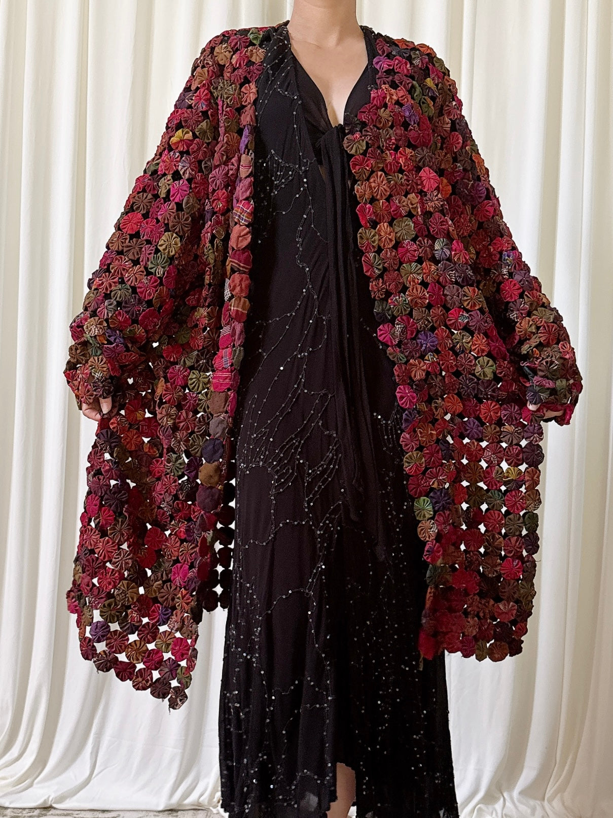 Vintage Yoyo Quilt Crochet Duster - OSFM