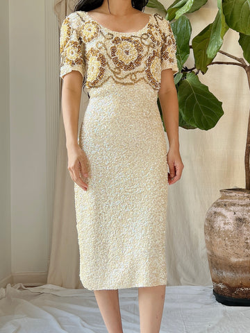 1960s Gene Shelly Beaded Dress - S-M