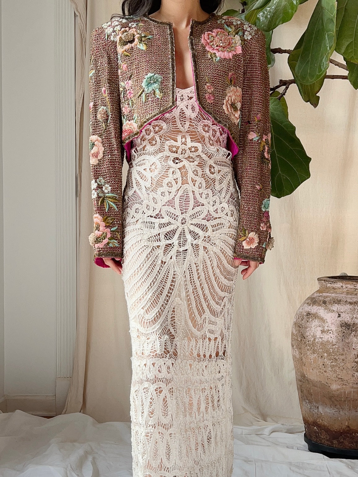 Vintage Couture Hand-Embroidered Beaded Jacket - S