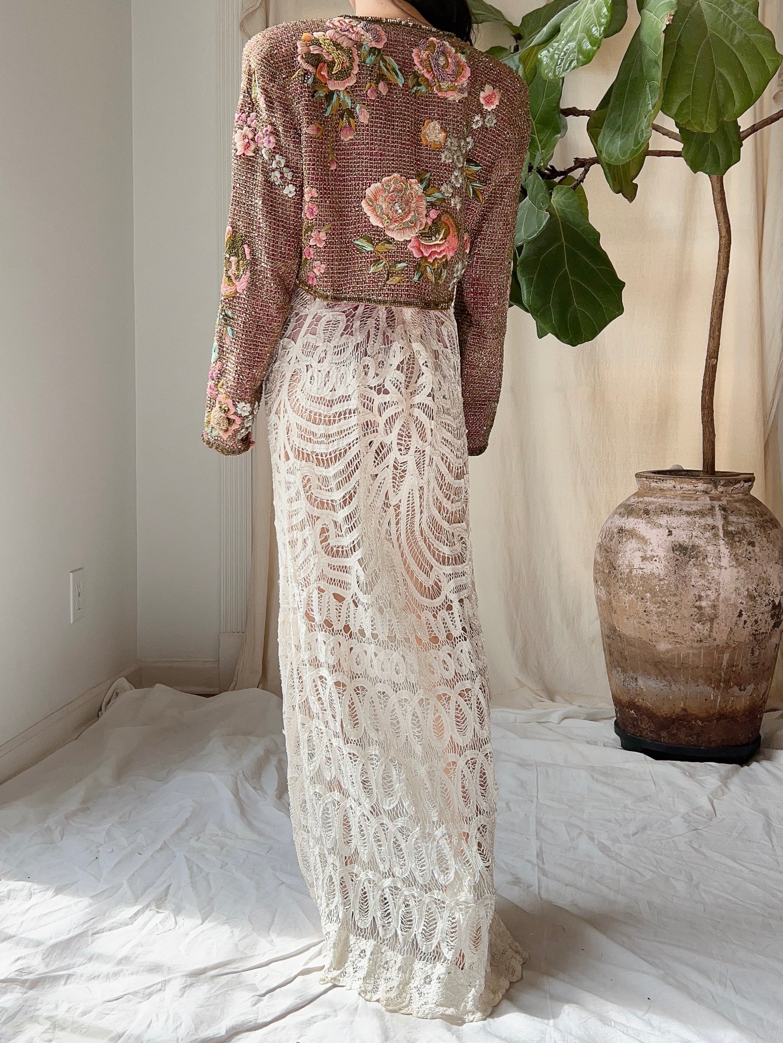 Vintage Couture Hand-Embroidered Beaded Jacket - S