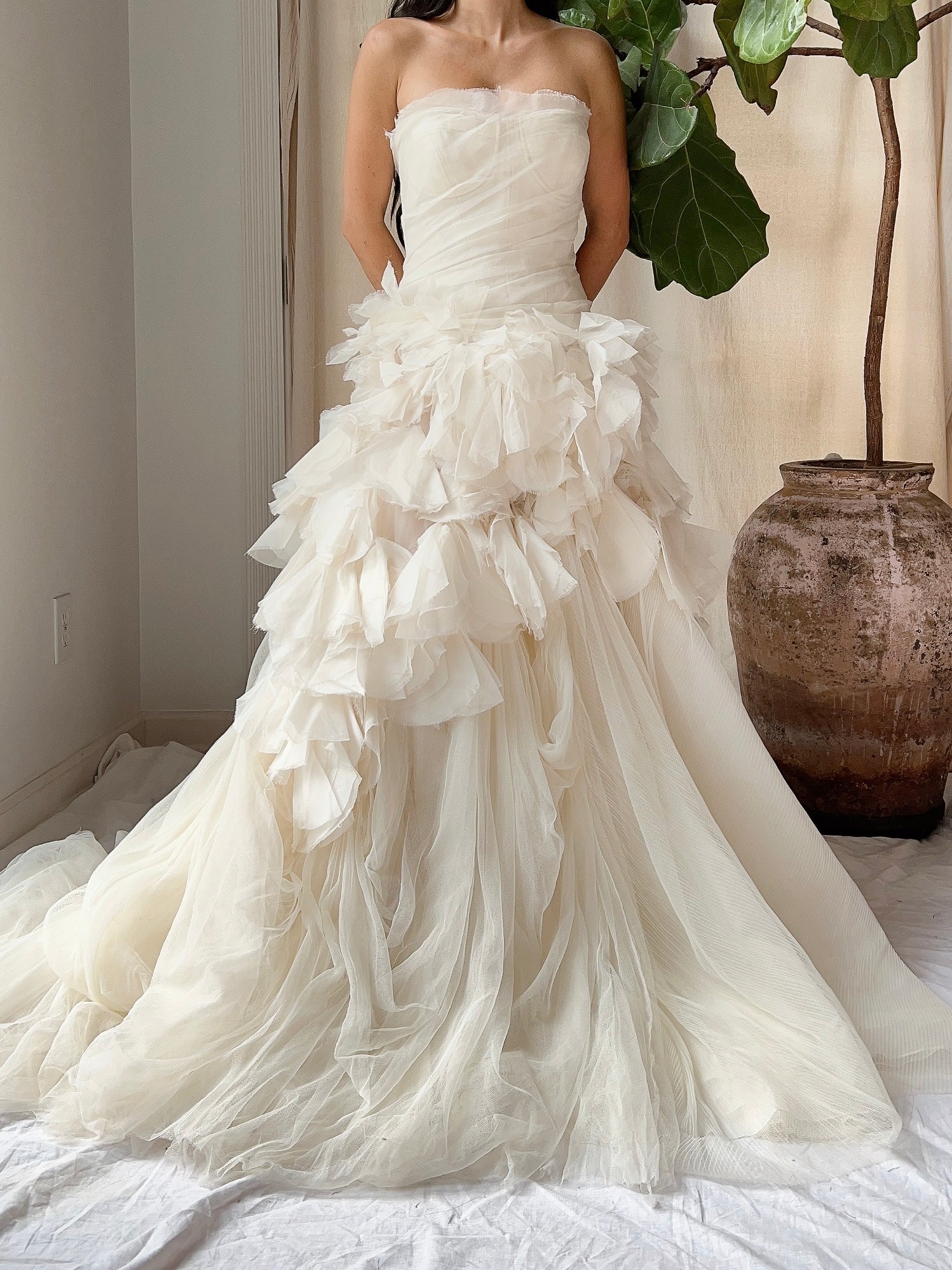 Vintage Vera Wang Silk Petal Tulle Dress - S