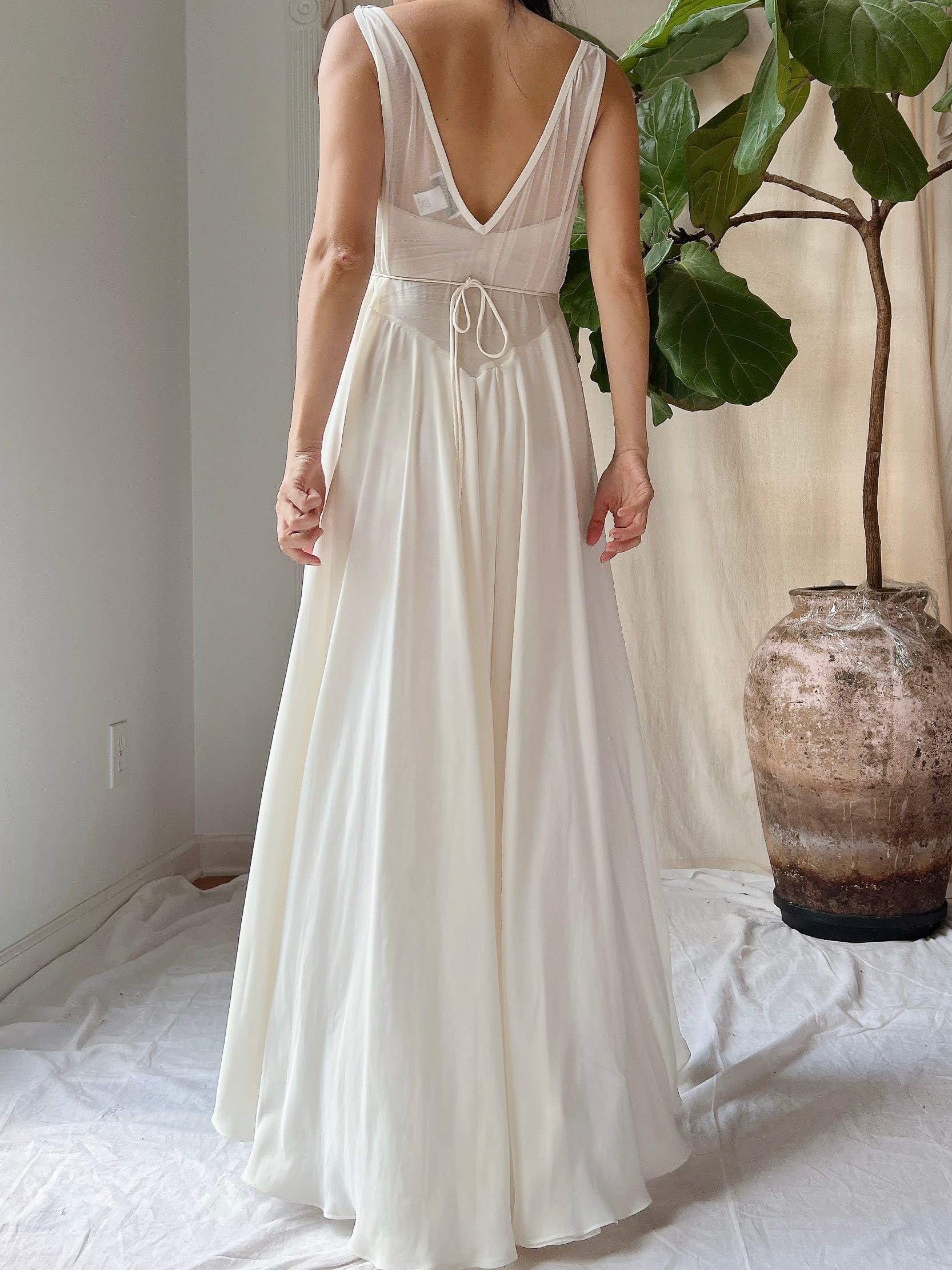 Vintage Chiffon Split Front Slip Dress - M