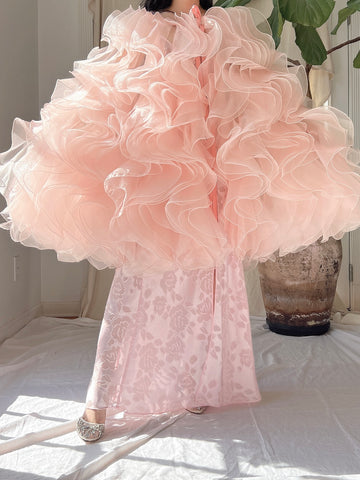 Vintage Pink Ruffle Cape/Overdress - OSFM