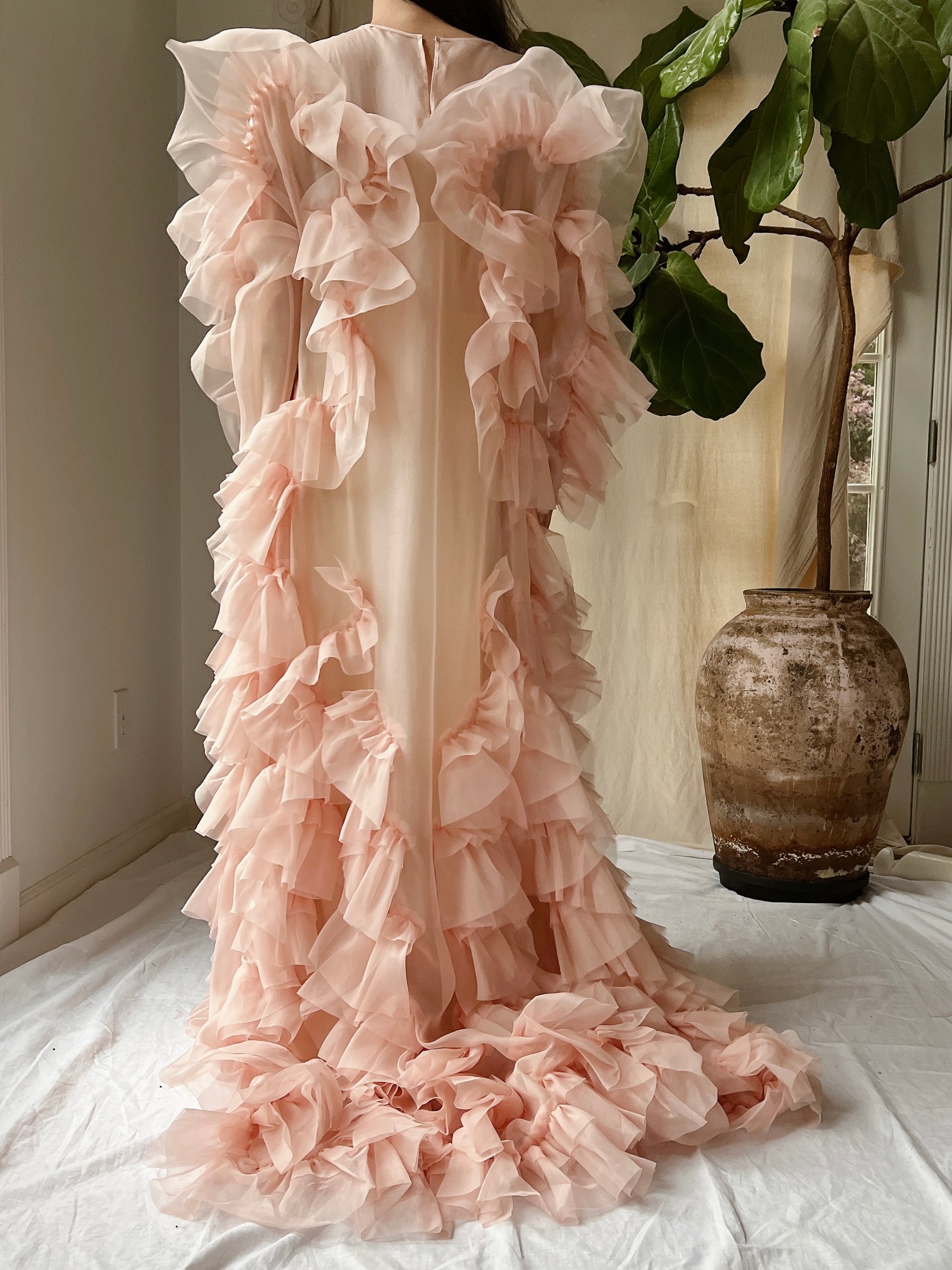 Silk Organza Ruffle Gown - M