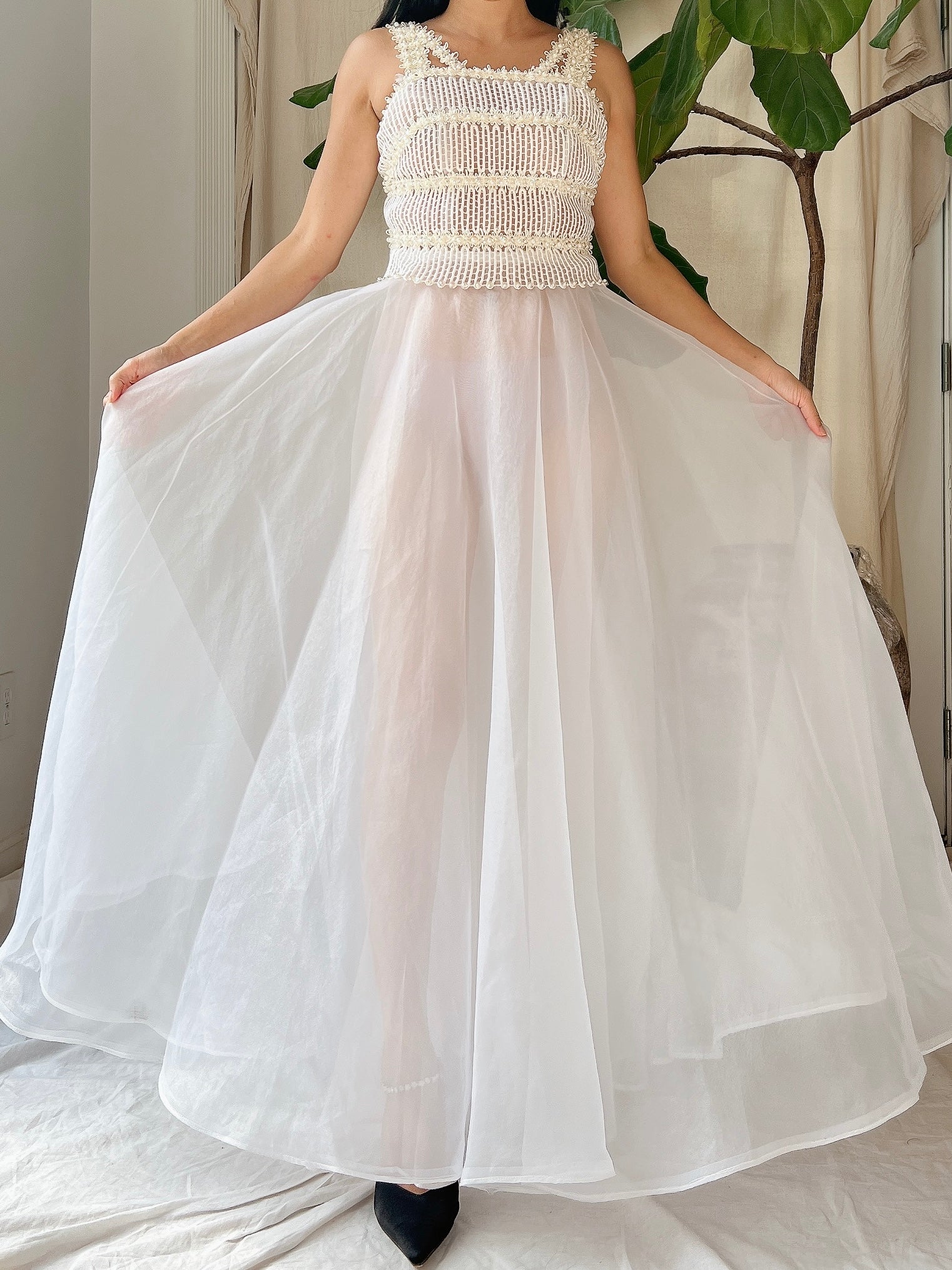 Vintage Sheer Voile Dress - XS