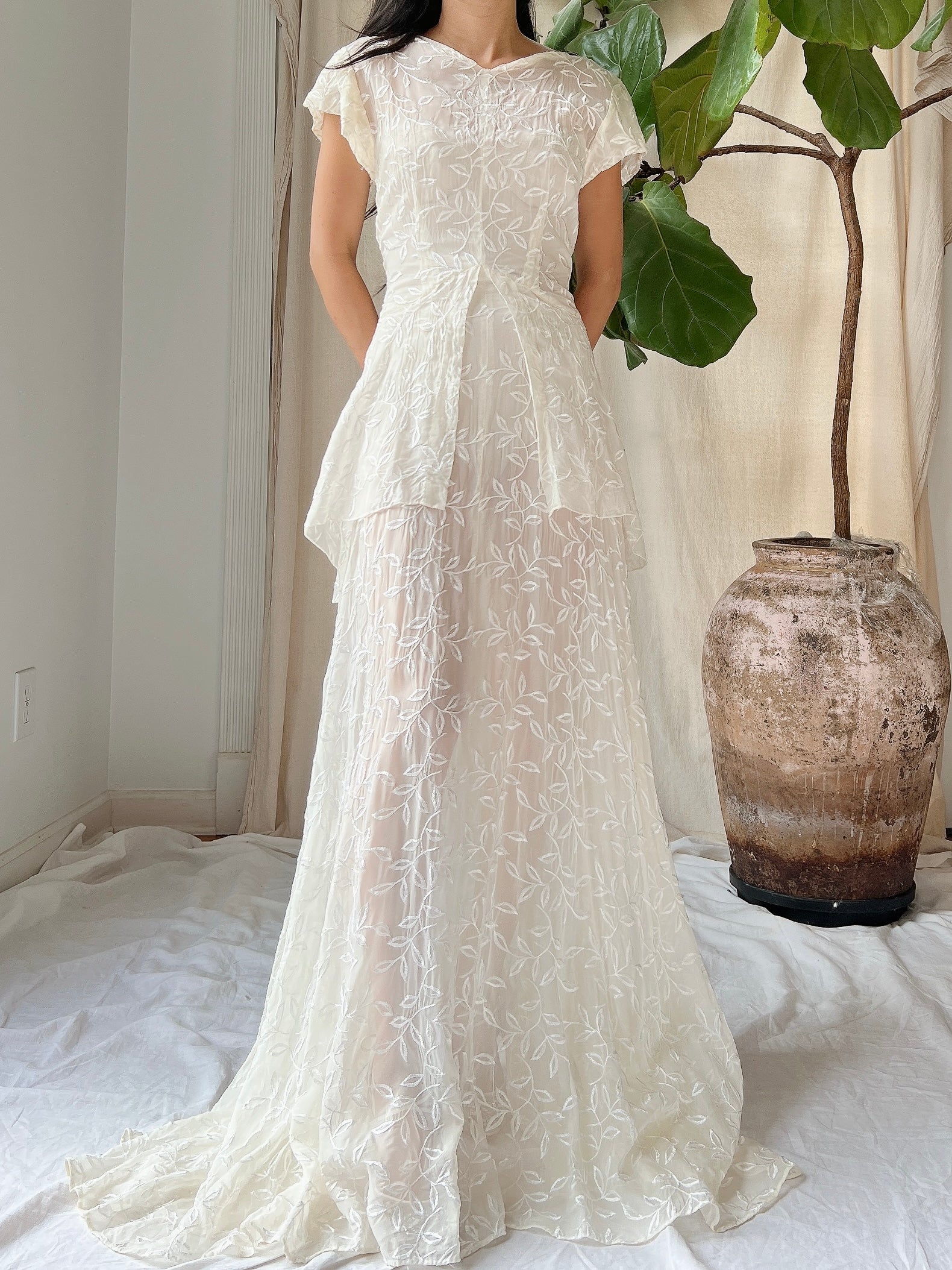 Vintage Chiffon Halter Dress - S