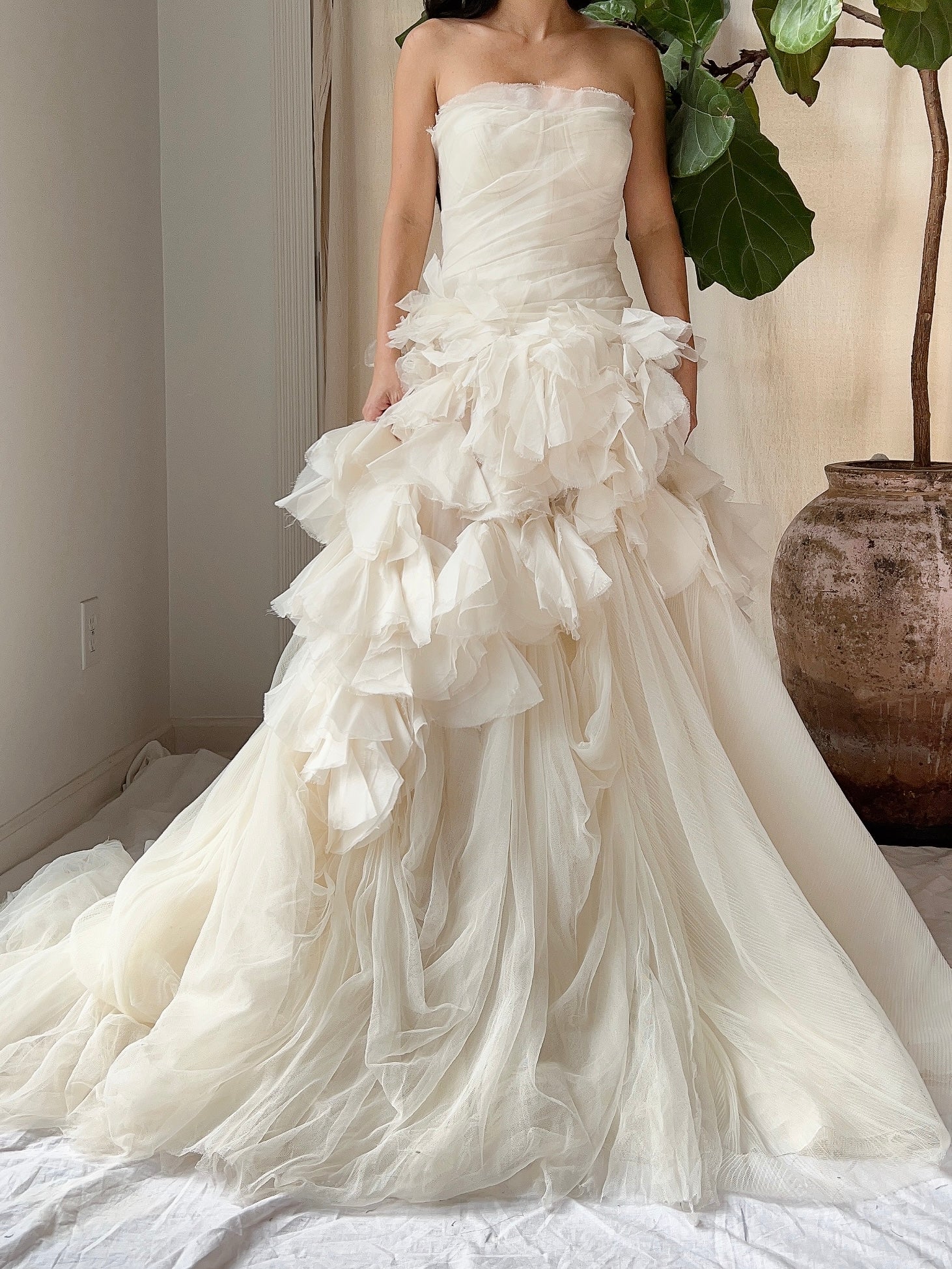 Vintage Vera Wang Silk Petal Tulle Dress - S