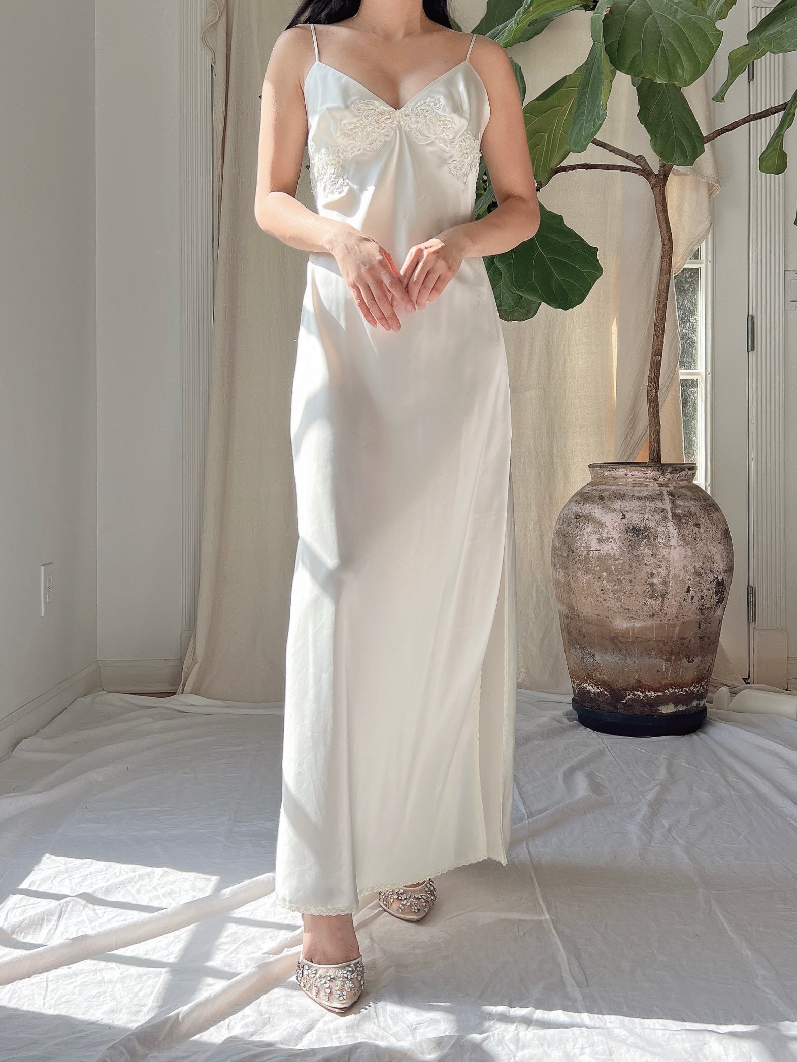 Vintage Satin Slip Dress - S/M