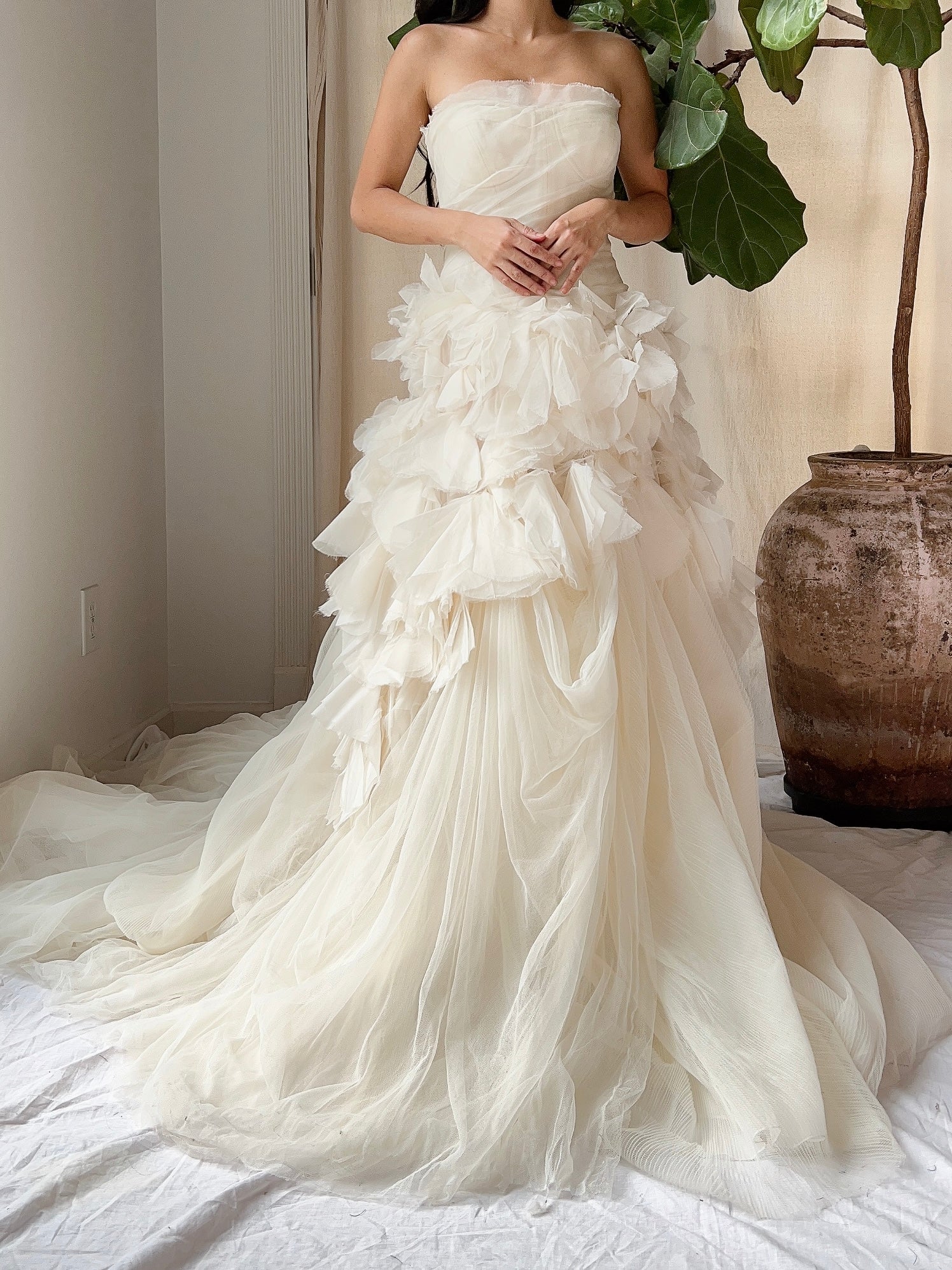 Vintage Vera Wang Silk Petal Tulle Dress - S