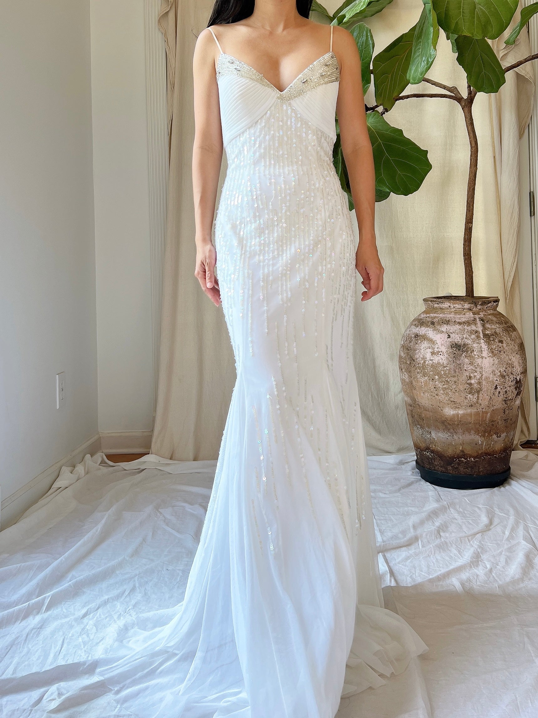 Vintage Tulle Beaded Mesh Gown - XS