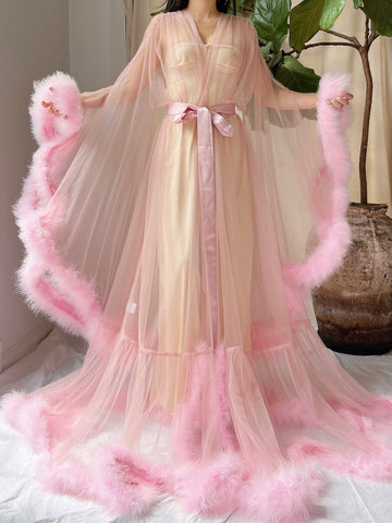 Marabou Tulle Dressing Gown - OSFM