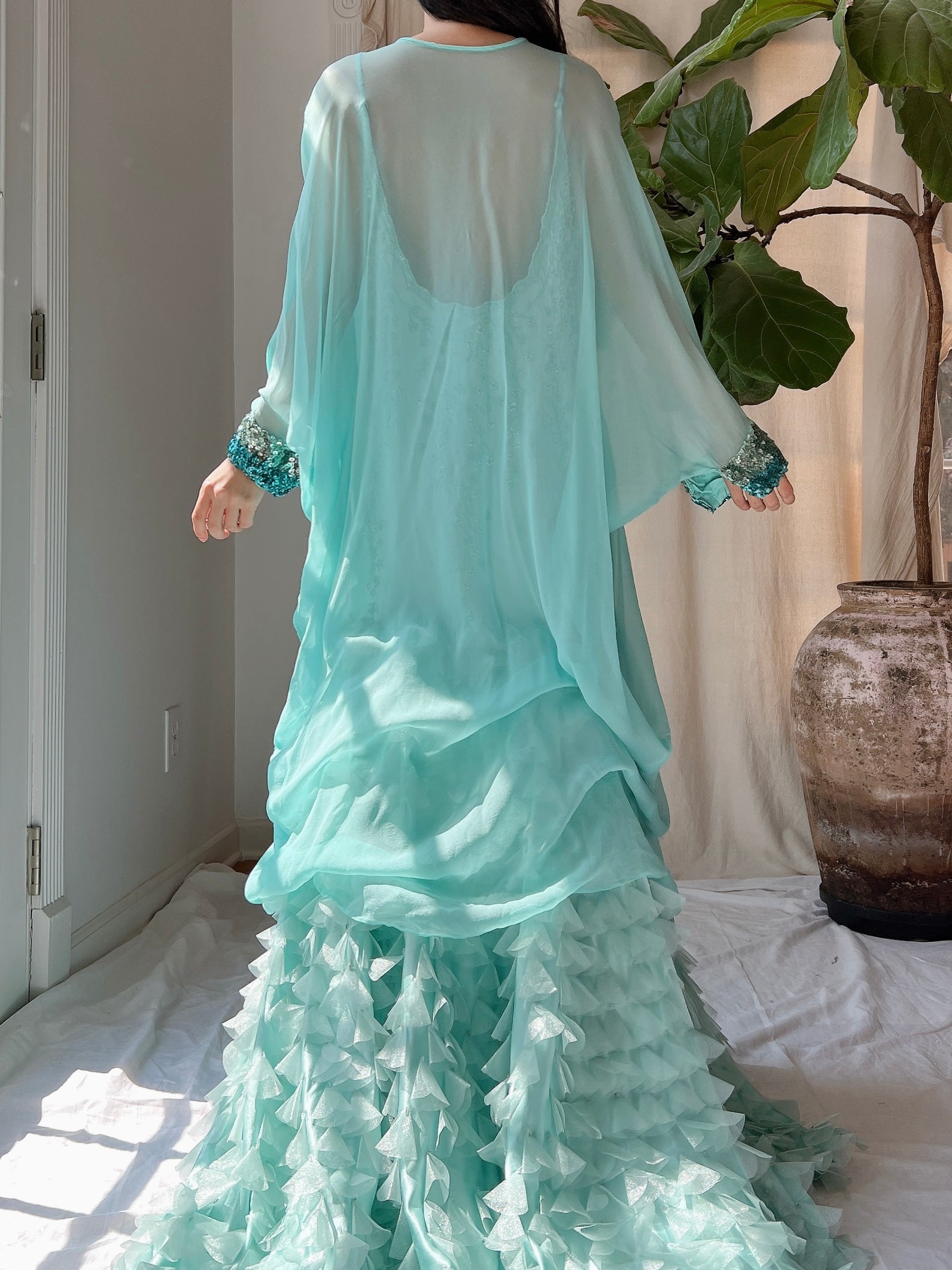 Vintage Silk Chiffon Kaftan - OSFM