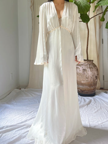 Vintage Satin Pleated Dressing Gown - S-M