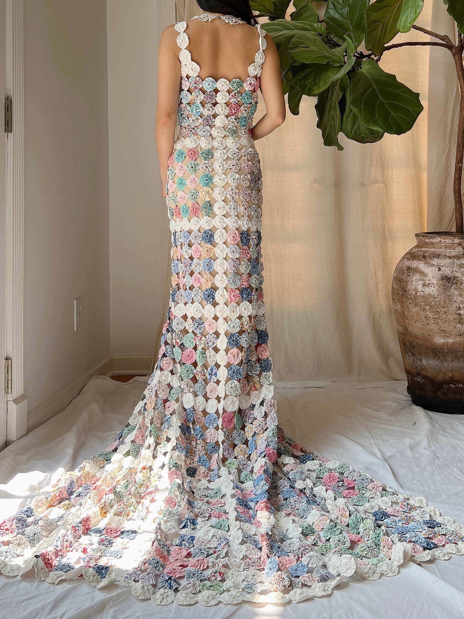 OOAK Antique Yoyo Quilt Gown - S/M