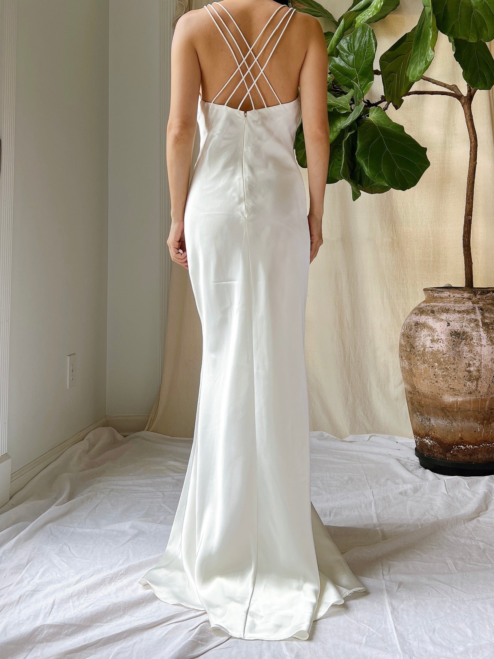 1990s Satin Bias Cut Gown - S