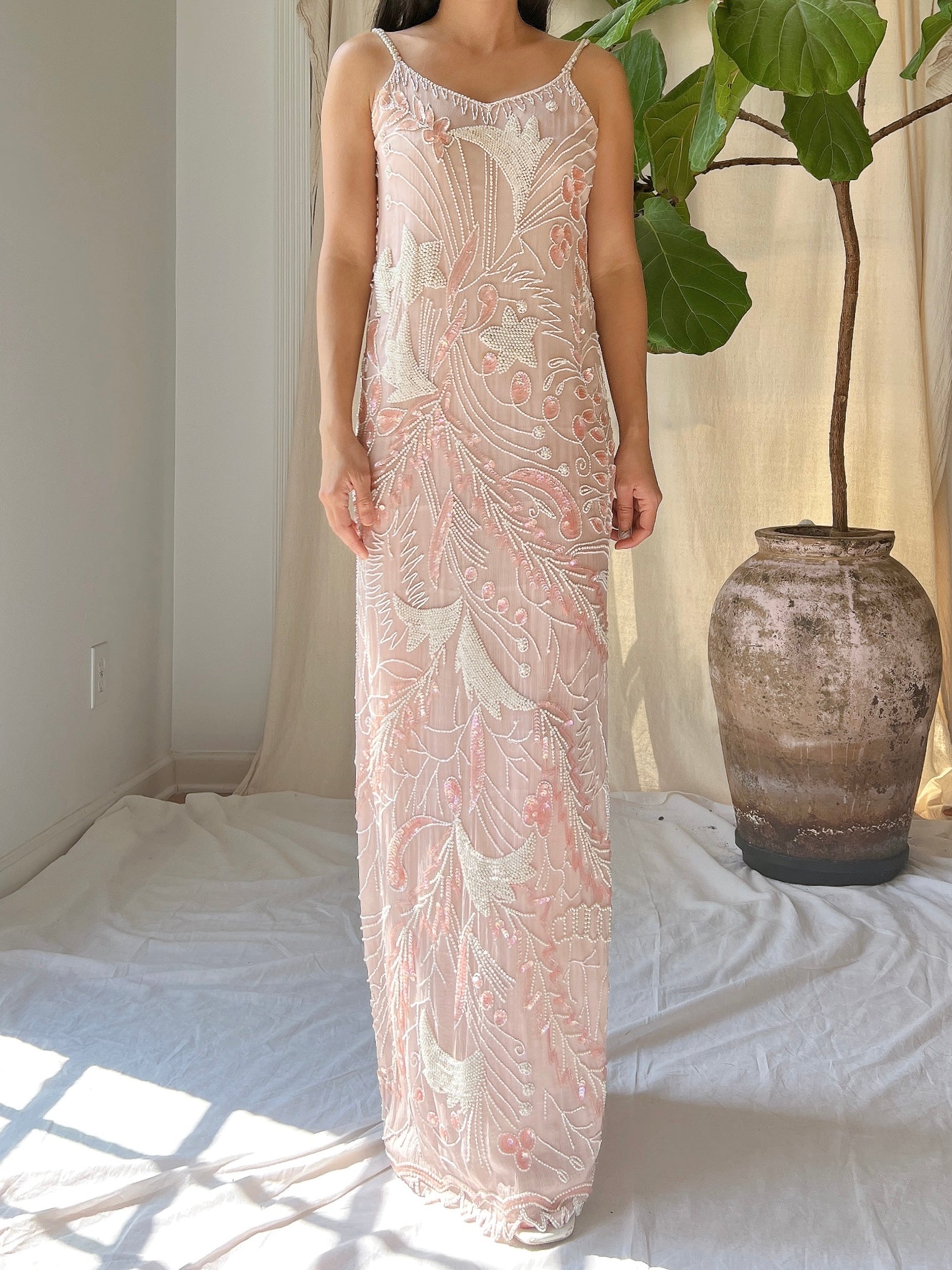 Vintage Silk Chiffon Stars Gown - S