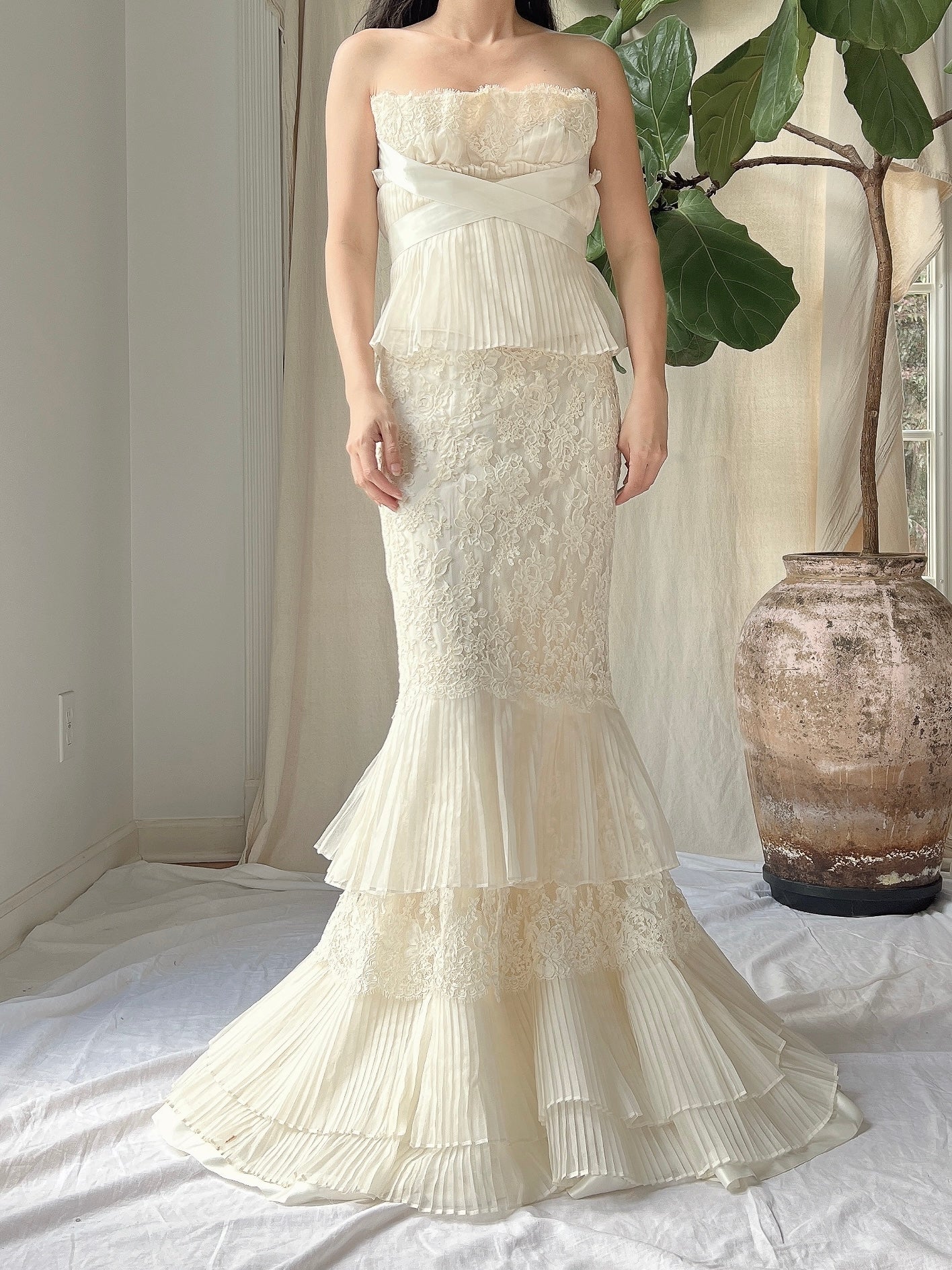 Vintage Silk Organza 2-Piece Lace Ensemble - S