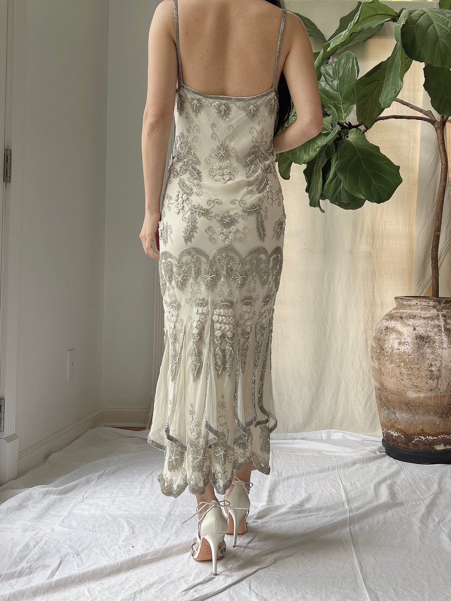 Vintage Silk Beaded Dress - M/L