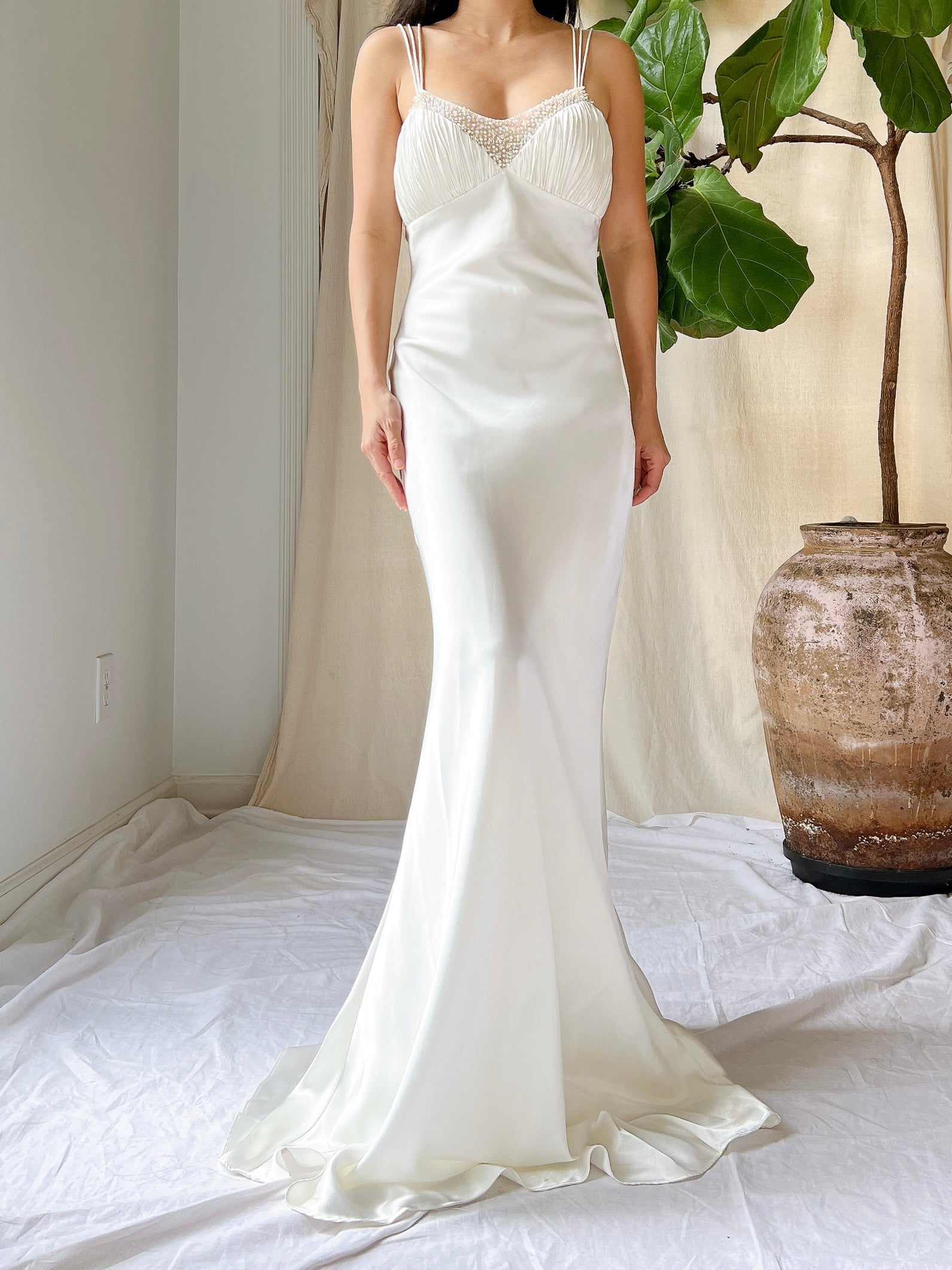 1990s Satin Bias Cut Gown - S