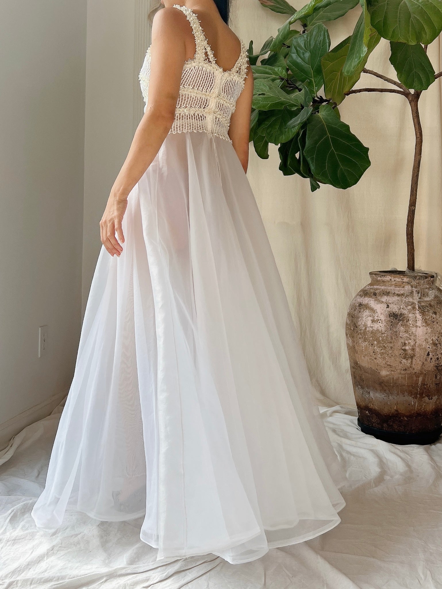 Vintage Sheer Voile Dress - XS