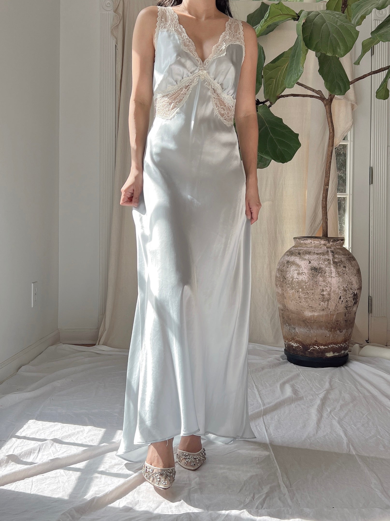 Vintage Light Blue Slip Dress - M