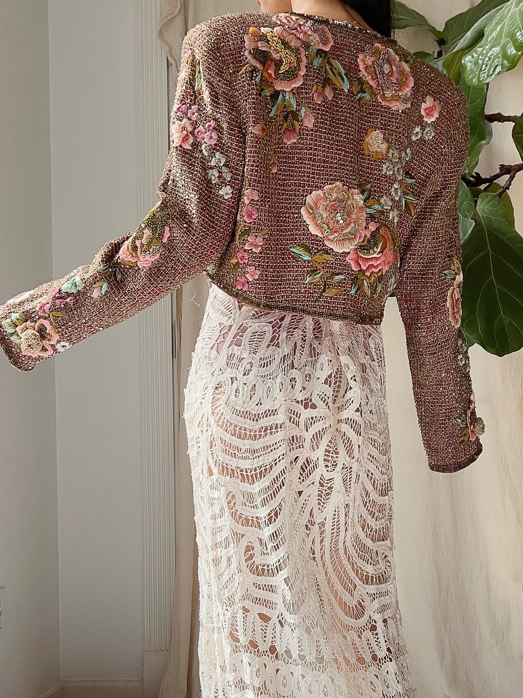 Vintage Couture Hand-Embroidered Beaded Jacket - S
