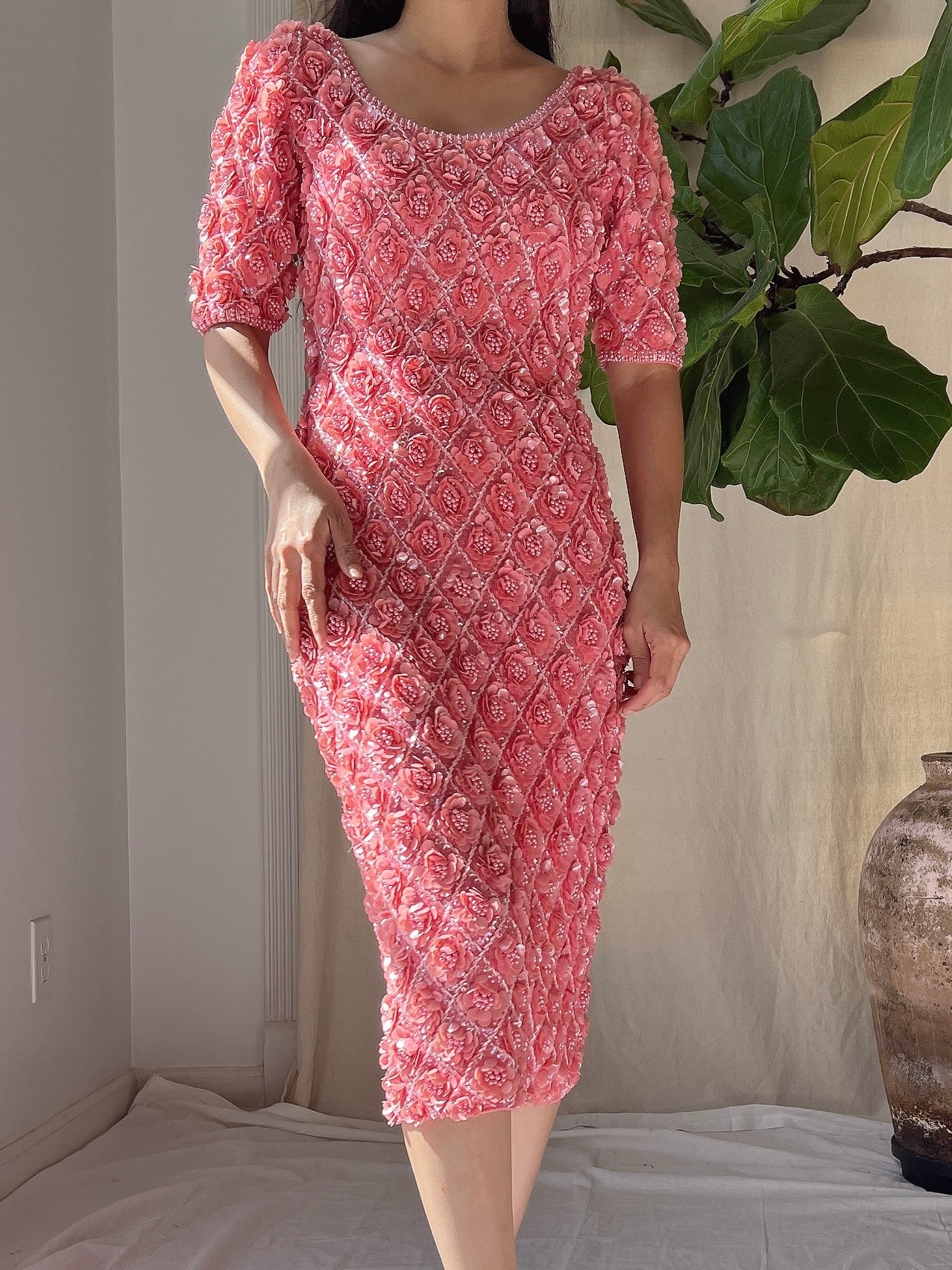 Rare 1960s Wool Hand-Beaded Dress - XS/S