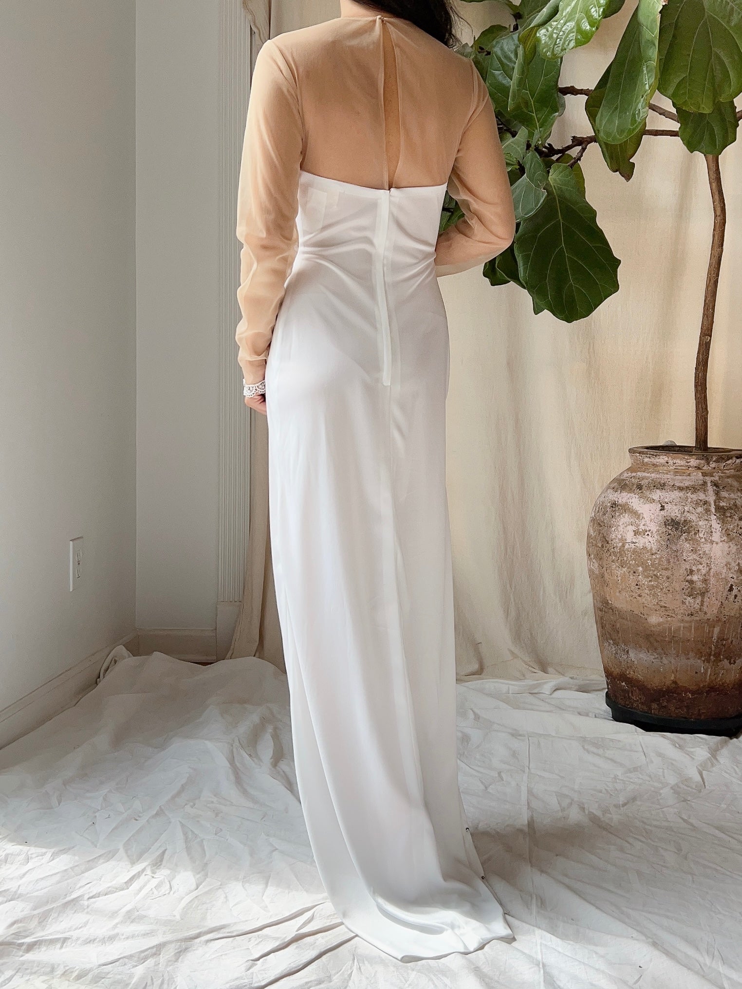1970s Illusion Jersey Dress - M