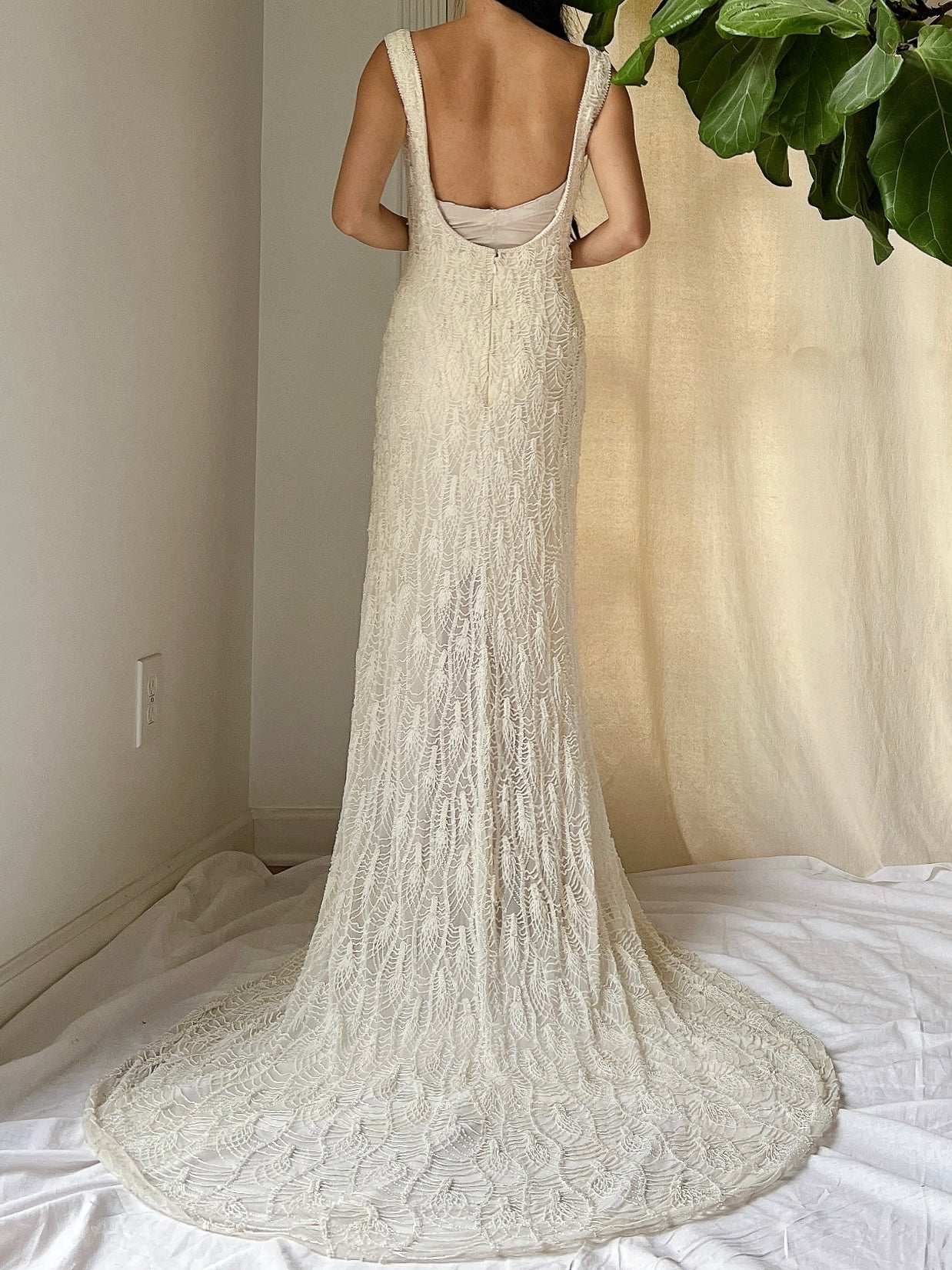 Vintage Heavily Beaded Stephen Yearick Gown - M/8