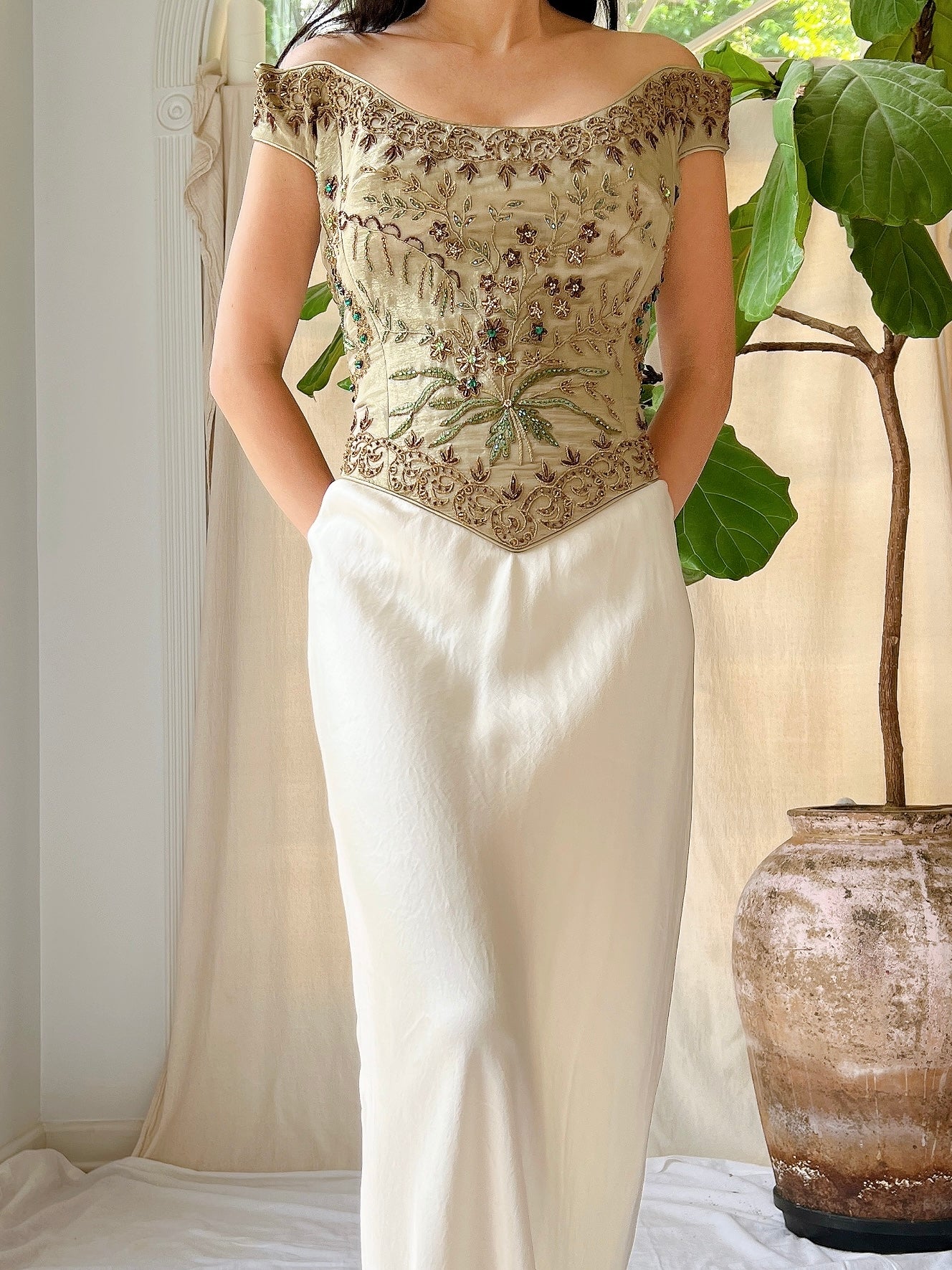 Vintage Embroidered Bustier - L