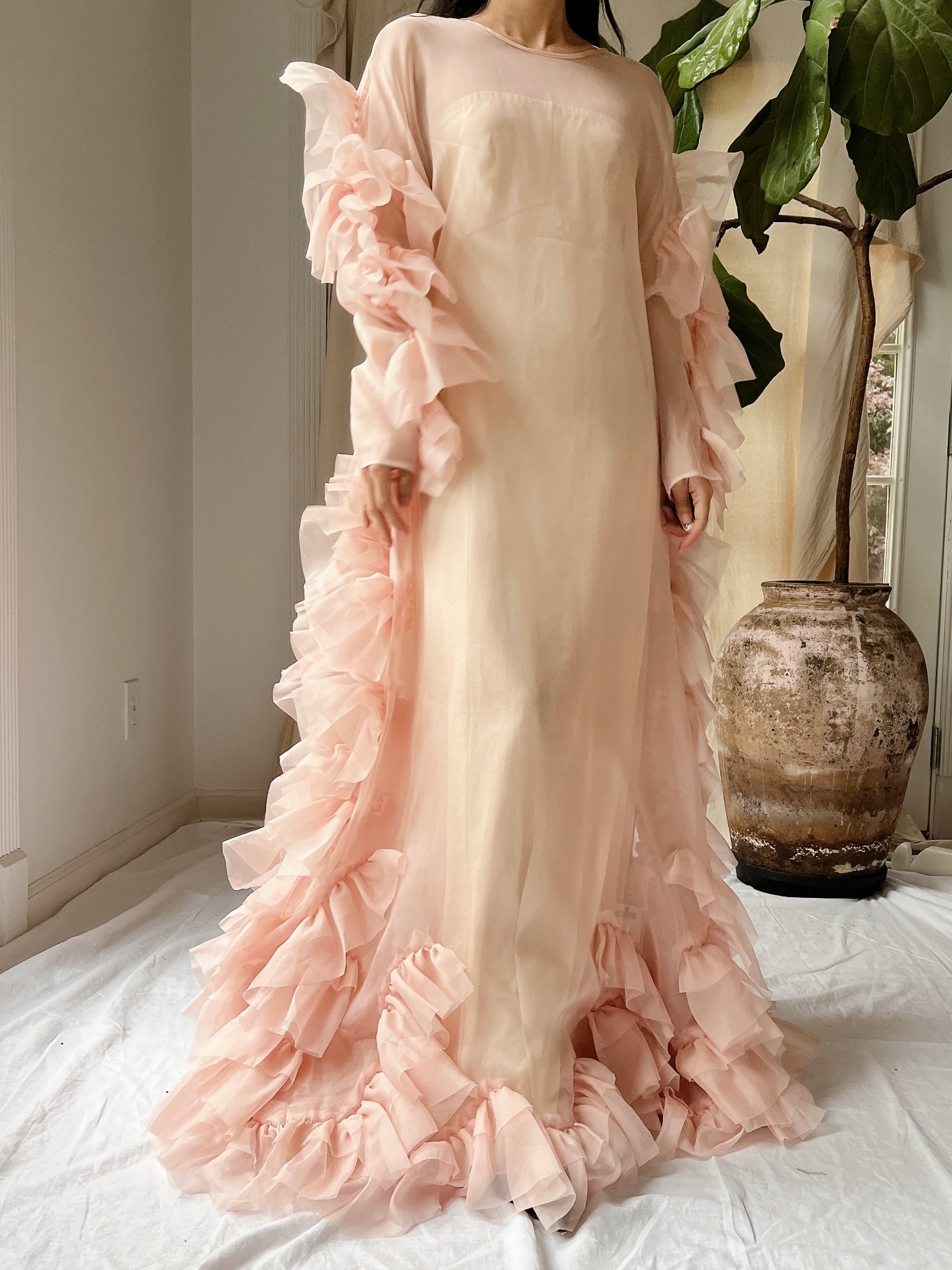 Silk Organza Ruffle Gown - M